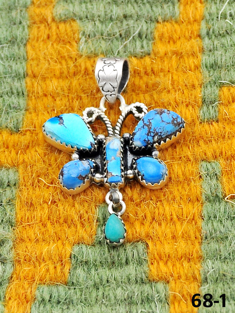 Southwest Handmade Golden Hills Turquoise & Sterling Silver Pendants