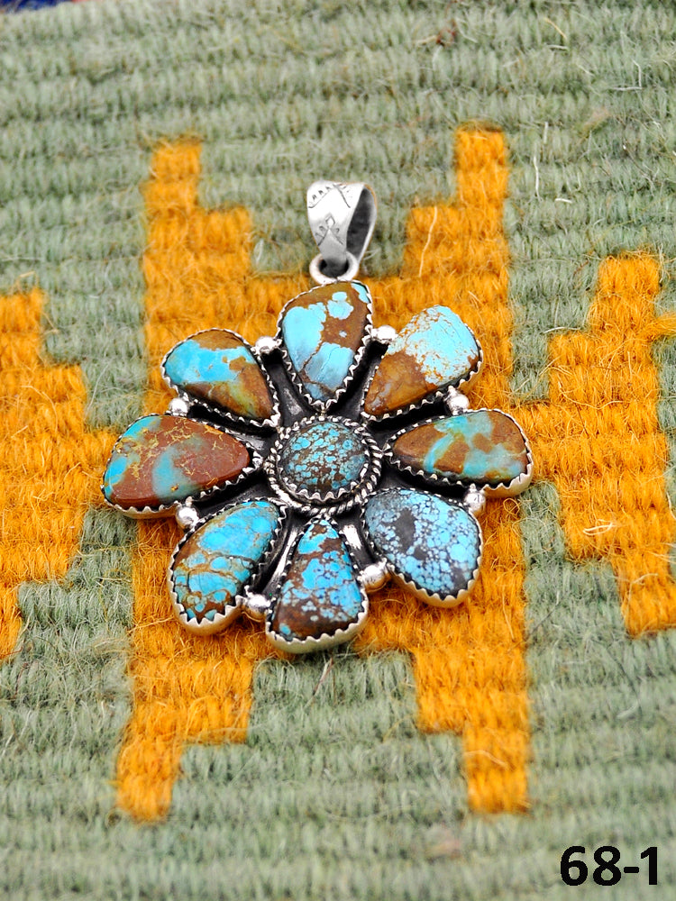 Southwest Handmade #8 Turquoise & Sterling Silver Pendants