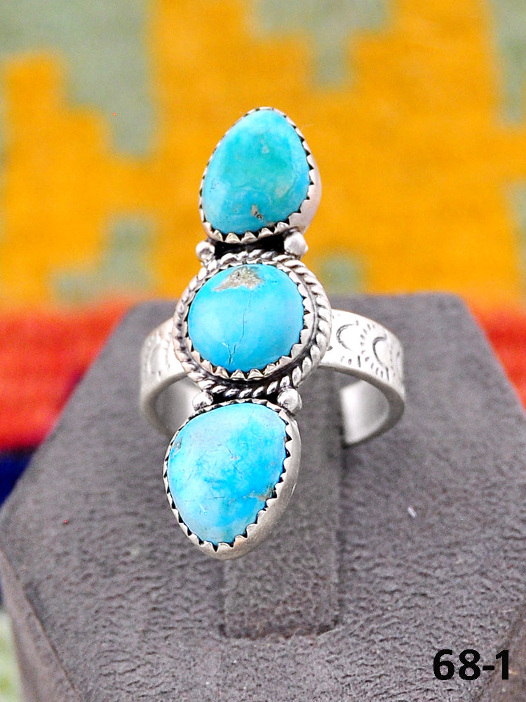 Southwest Handmade Santa Maria Turquoise & Sterling Silver Adjustable Ring