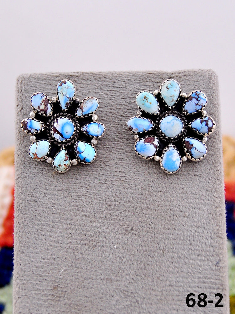 Southwest Handmade Golden Hill’s Turquoise & Sterling Silver Post Earring