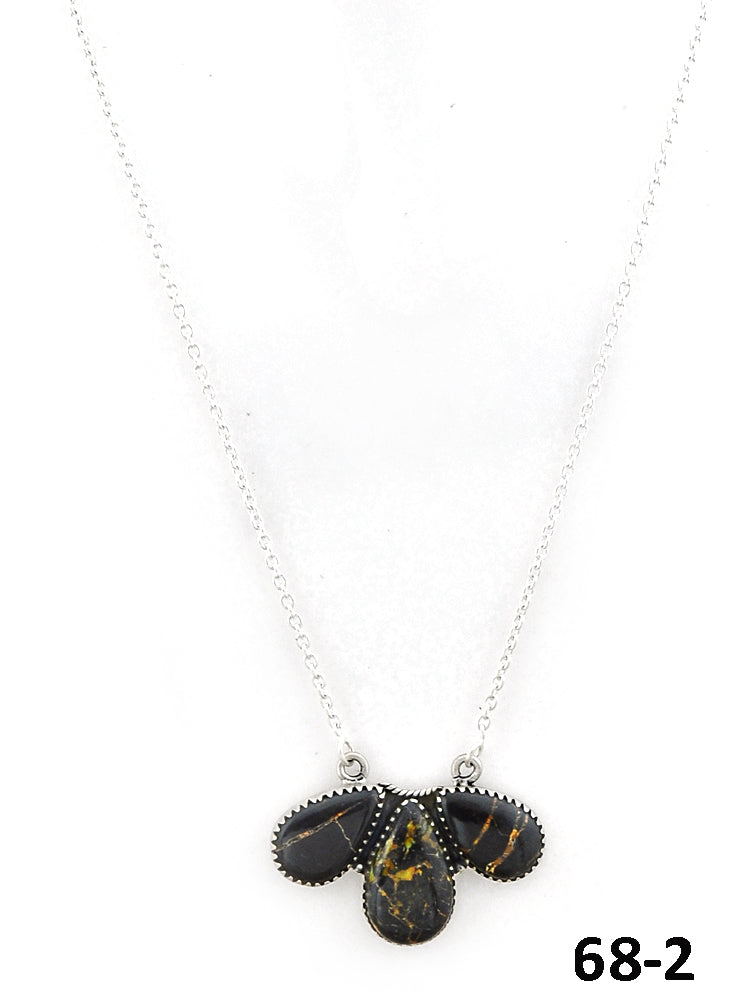 Southwest Made Black Jack Turquoise & Sterling Silver Necklace