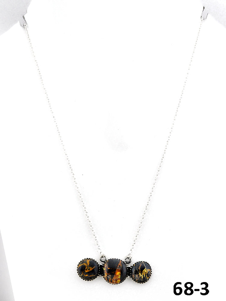 Southwest Made Black Jack Turquoise & Sterling Silver Necklace
