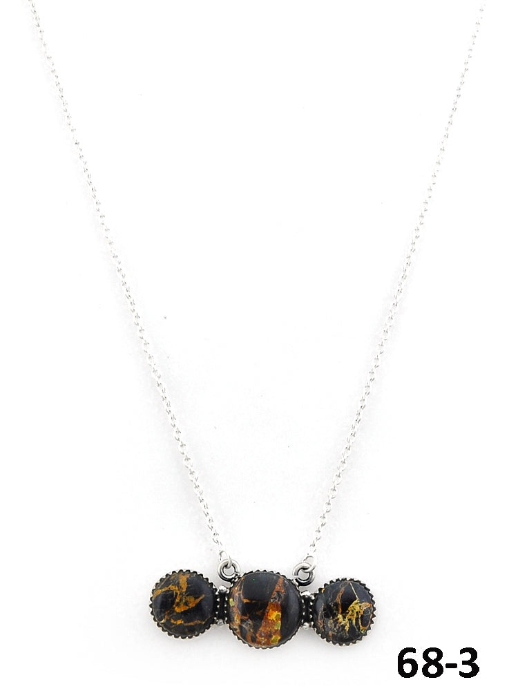Southwest Made Black Jack Turquoise & Sterling Silver Necklace