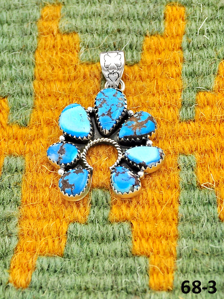 Southwest Handmade Golden Hills Turquoise & Sterling Silver Pendants