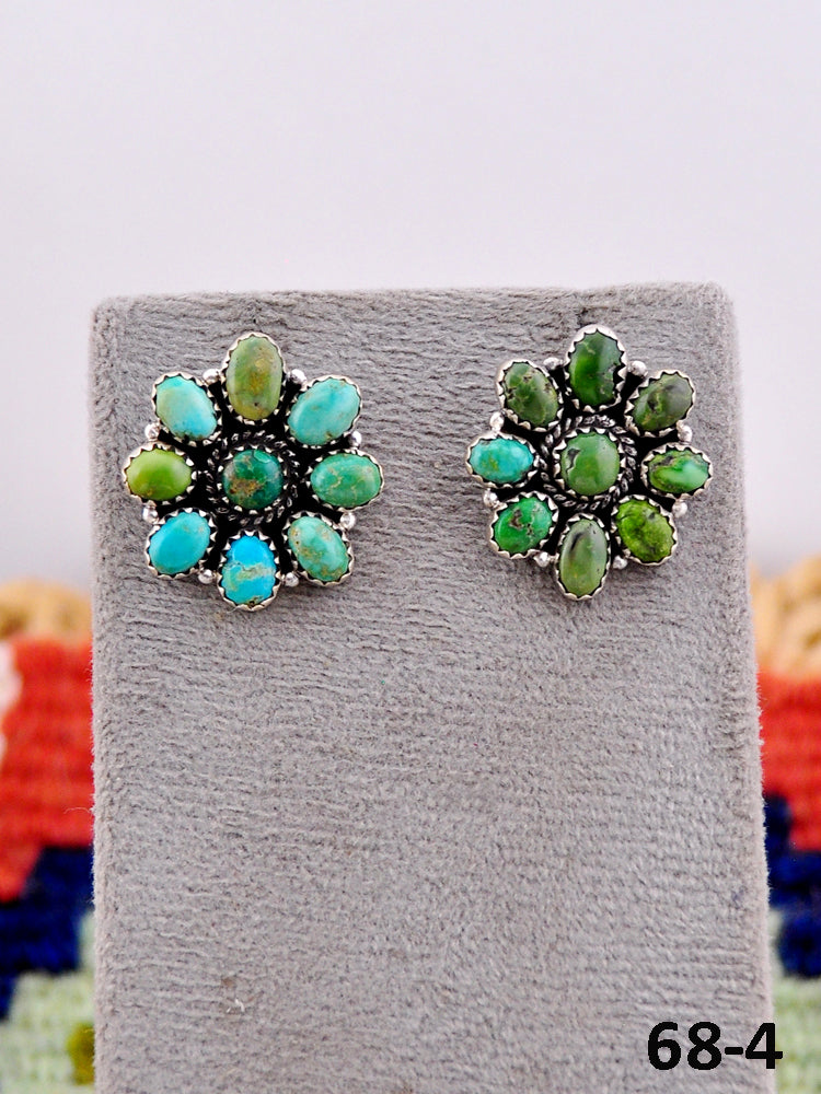 Southwest Handmade Sonoran Mountain Turquoise & Sterling Silver Post Earrings
