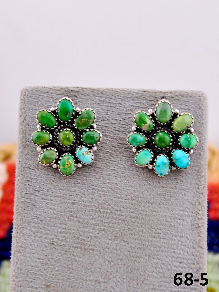 Southwest Handmade Sonoran Mountain Turquoise & Sterling Silver Post Earrings