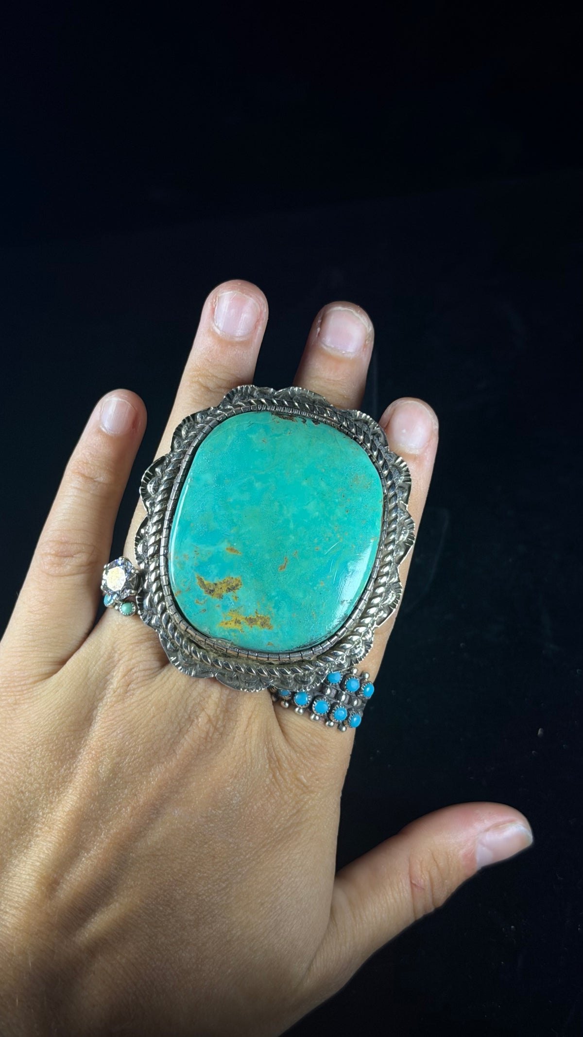 Delbert Arviso Kingman Turquoise & Sterling Silver Adjustable Ring