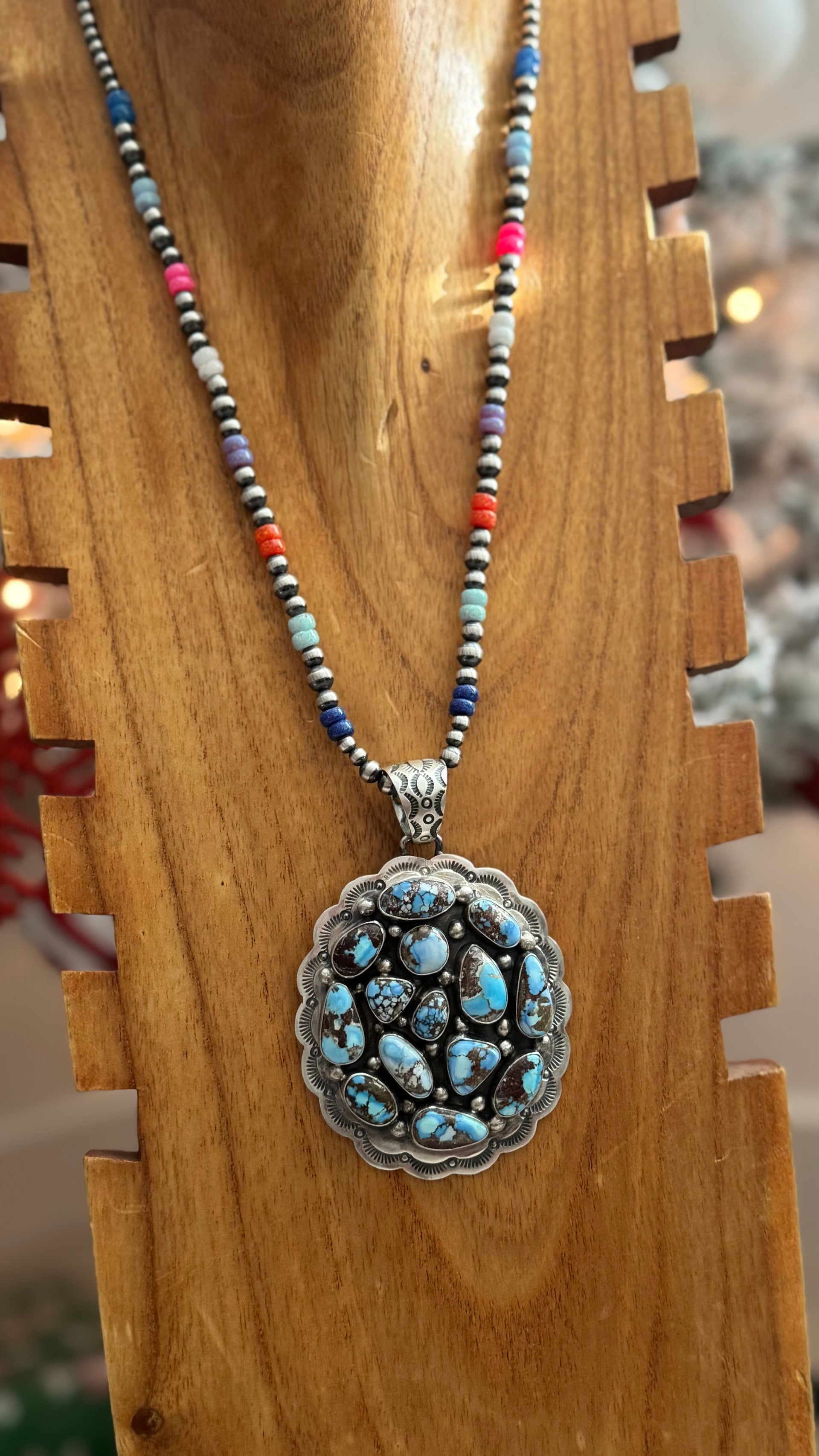 Bobby Johnson Golden Hills Turquoise & Sterling Silver Pendant