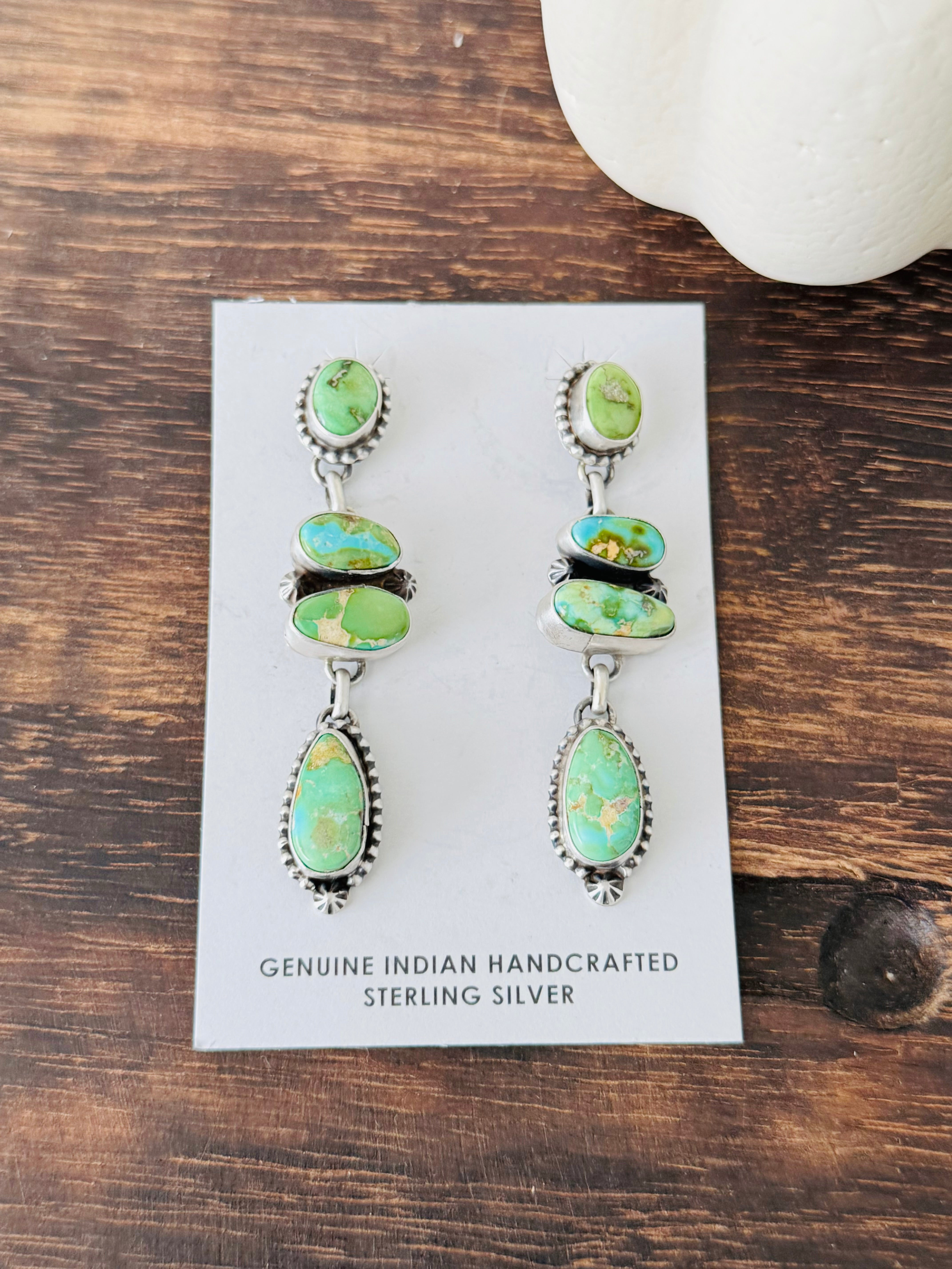 Lorenzo Juan Sonoran Mountain Turquoise & Sterling Silver Post Dangle Earrings