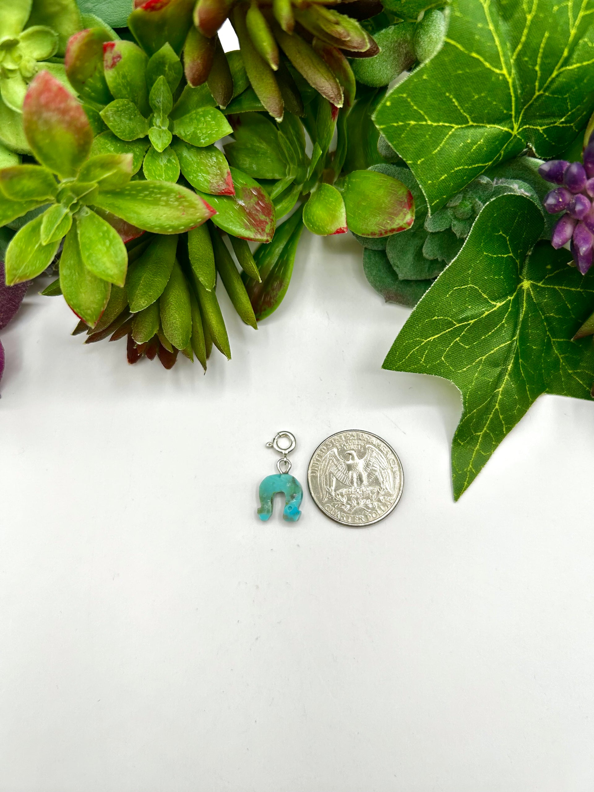 Navajo Made Mohave Turquoise & Sterling Silver Charms