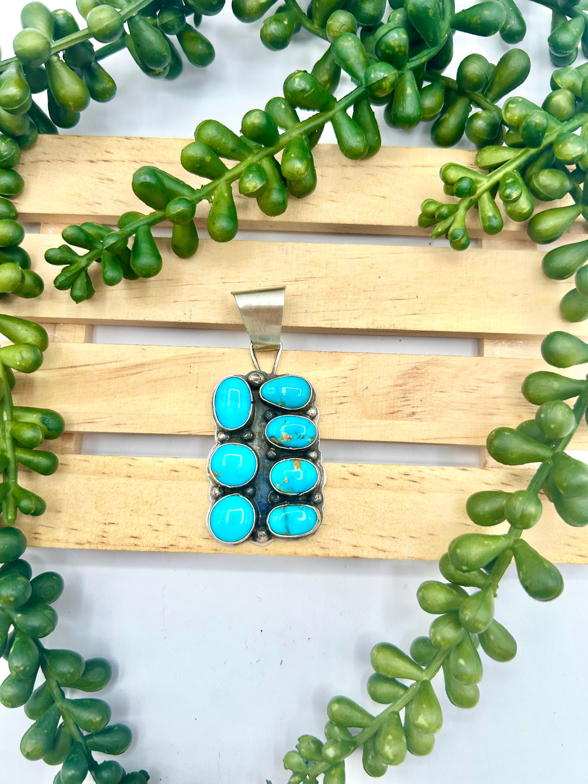 Travis Jim Kingman Turquoise & Sterling Silver Pendant