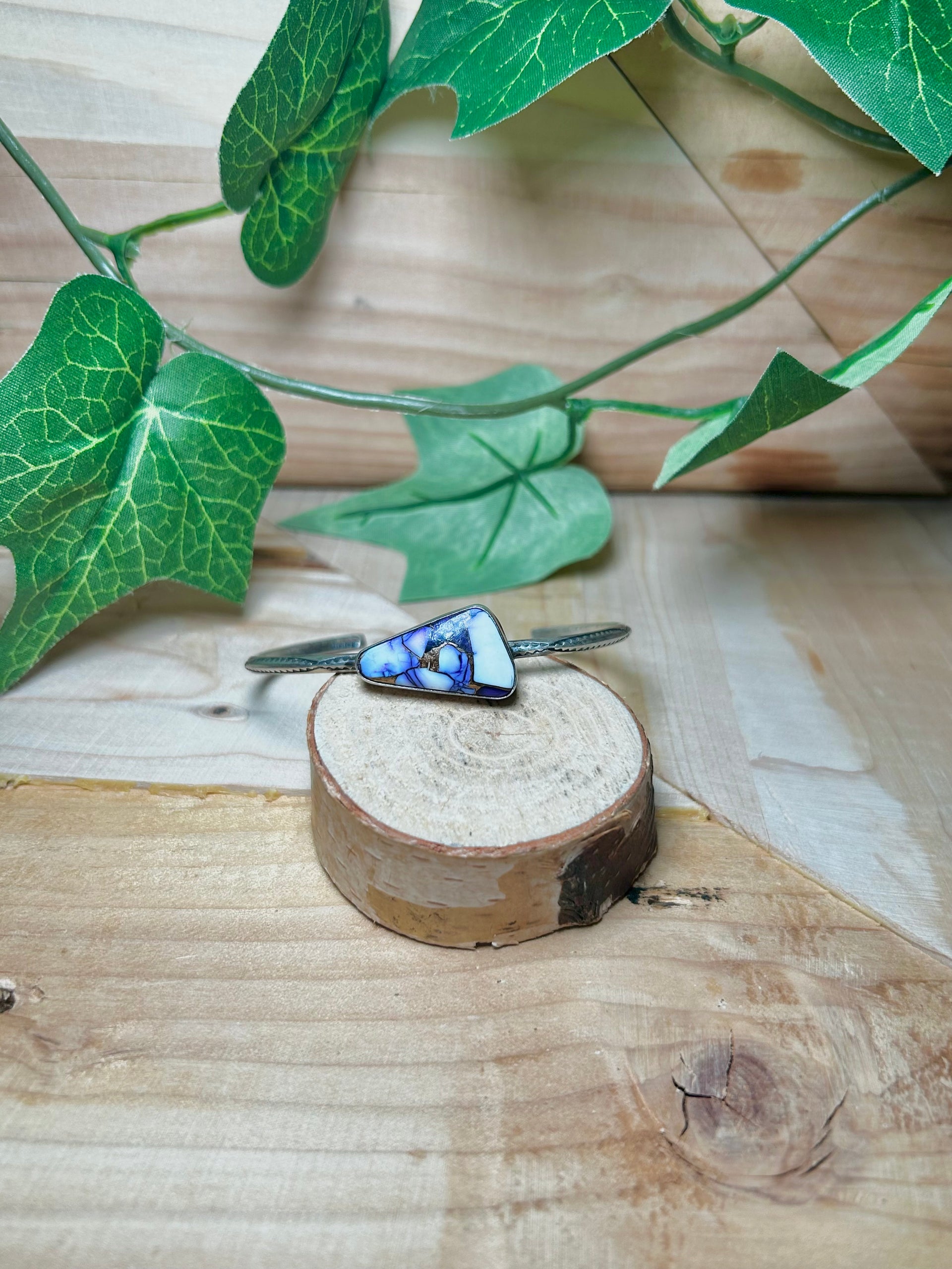 Navajo Made Purple Mohave Turquoise & Sterling Silver Cuff Bracelet