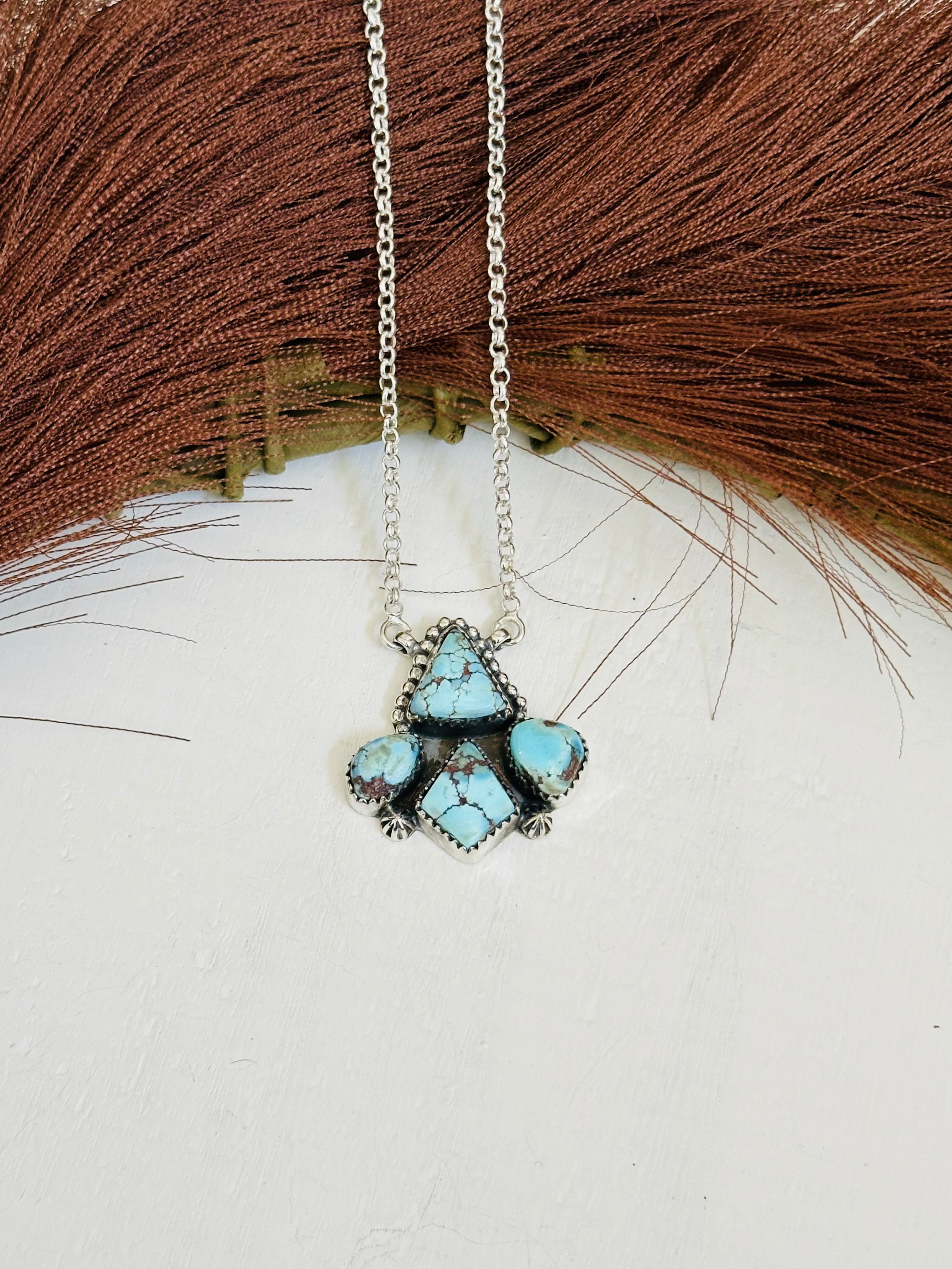 TTD “Blossom” Golden Hills Turquoise & Sterling Silver Cluster Necklace