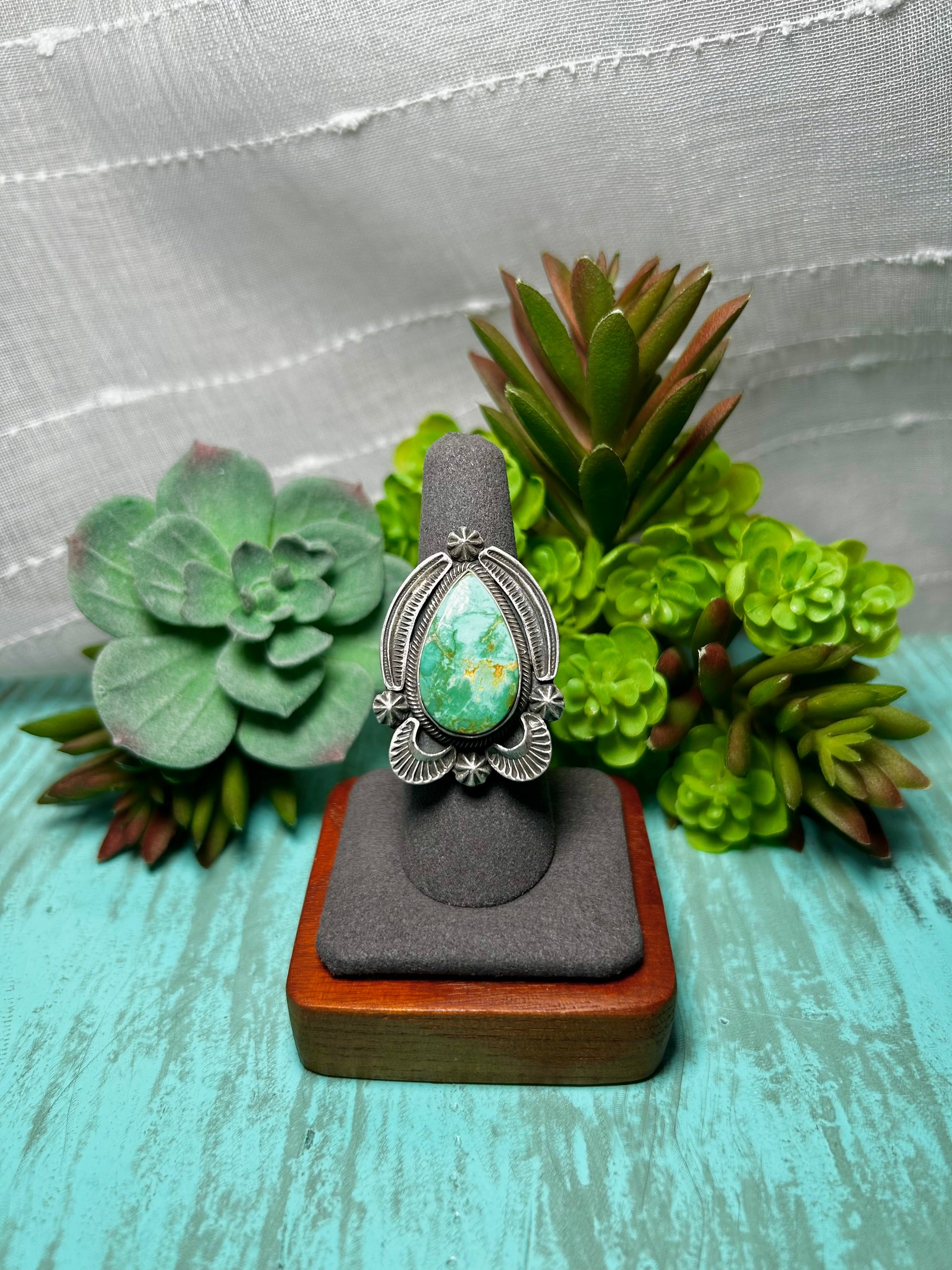 Randy Boyd Royston Turquoise & Sterling Sliver Ring Size 7.5