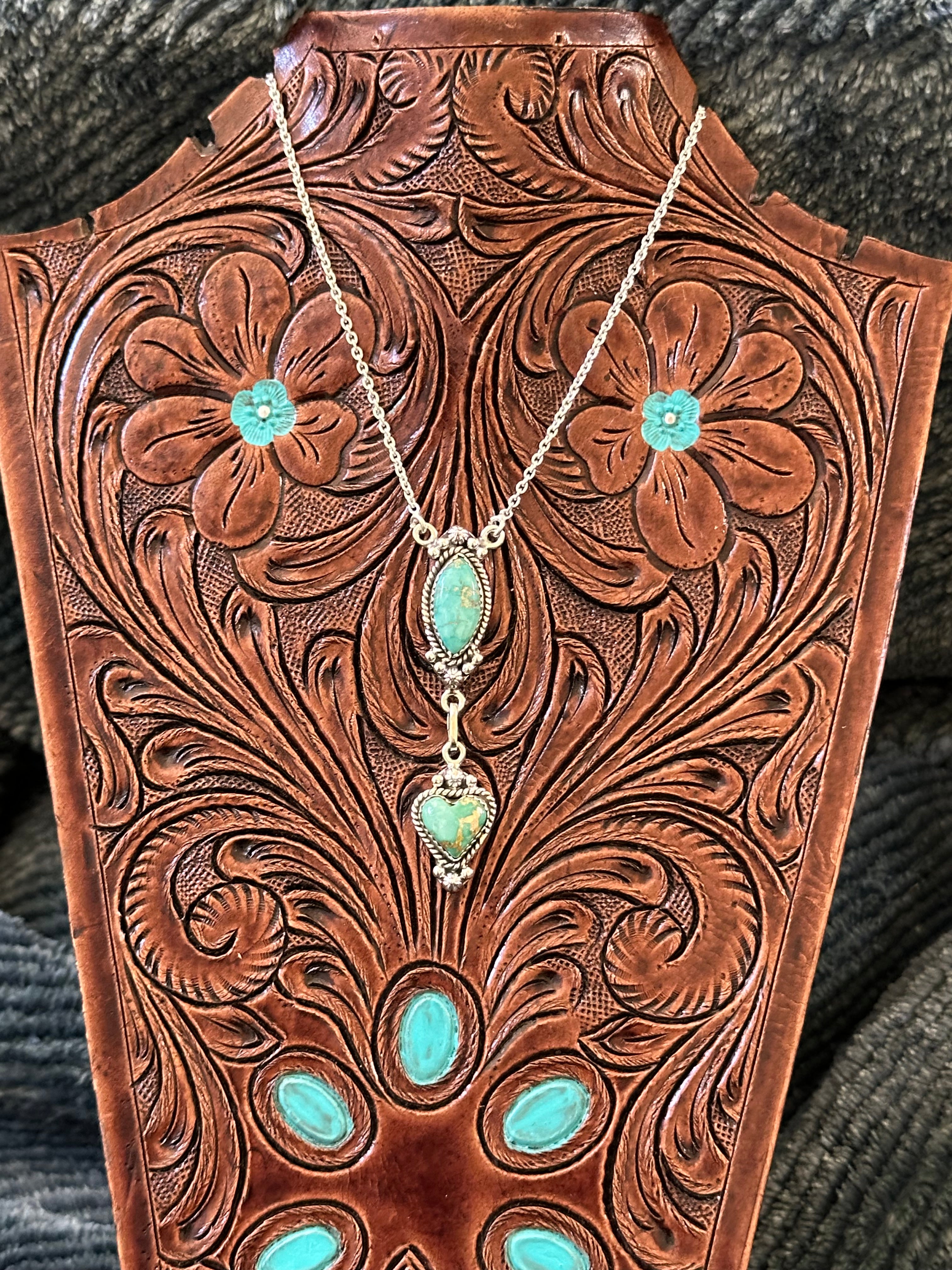 Southwest Handmade Emerald Valley Turquoise & Sterling Silver Necklace