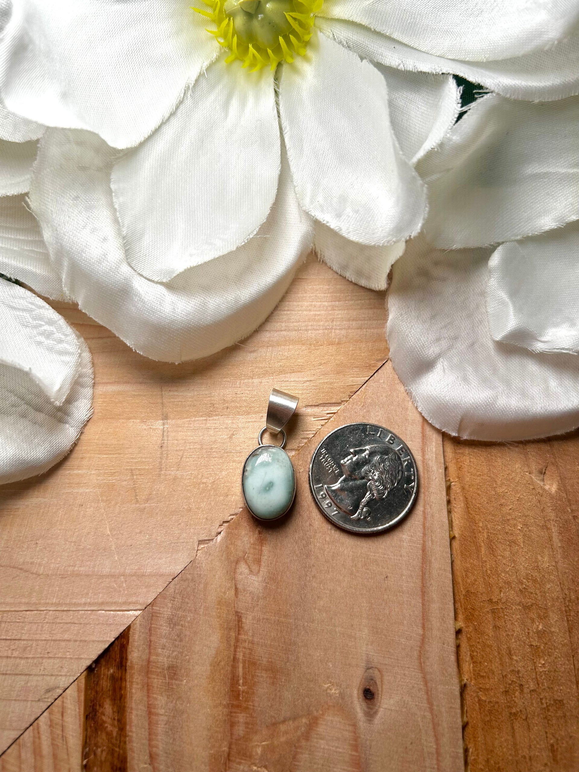 Navajo Made Palomino Variscite & Sterling Silver Pendant