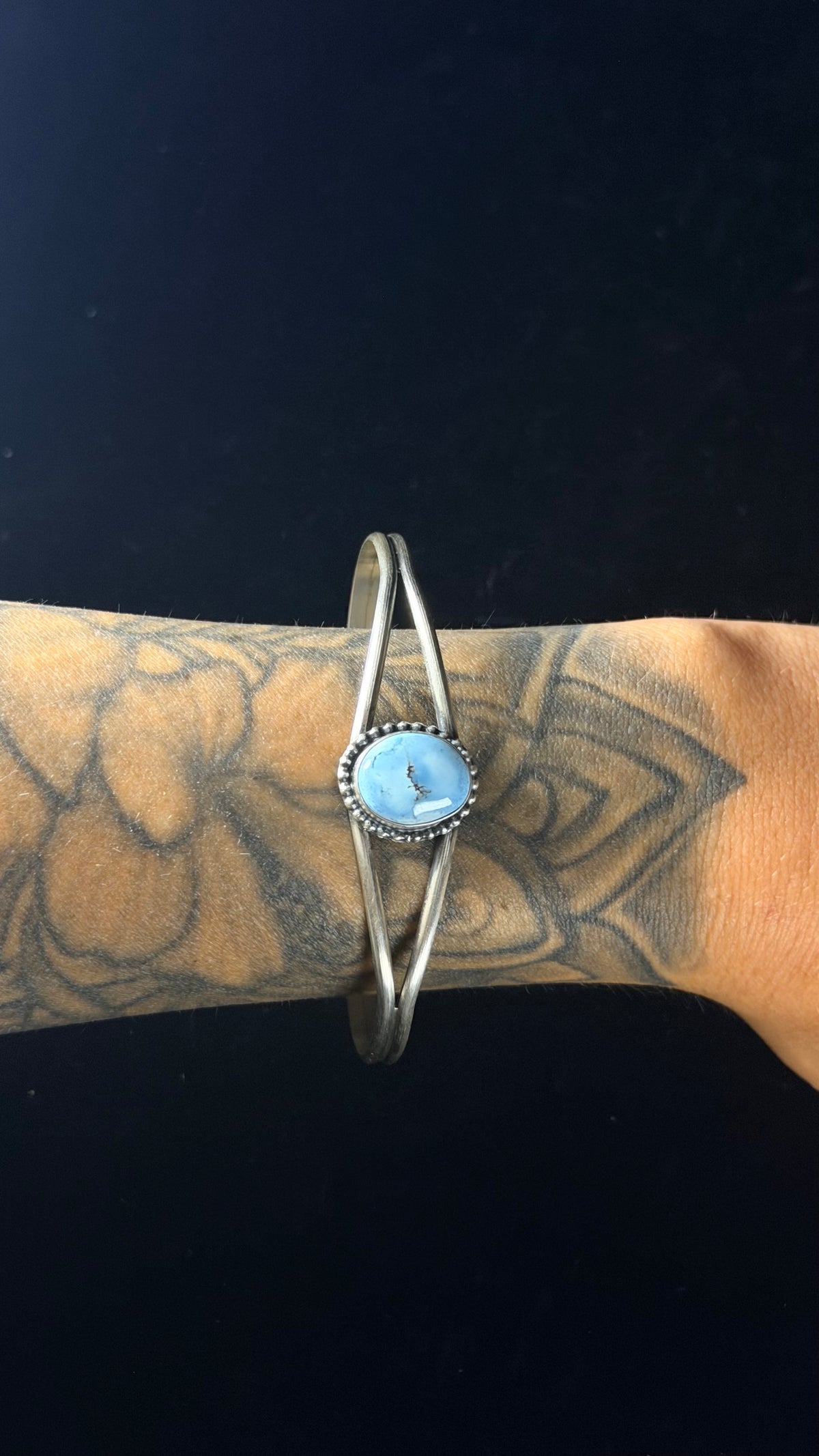 Dave Skeets Golden Hills Turquoise & Sterling Silver Cuff Bracelet
