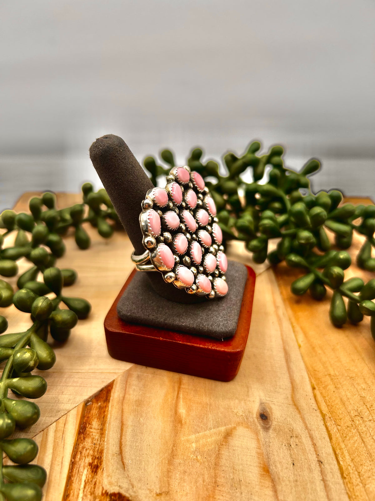 Amos Jake Pink Conch & Sterling Silver Adjustable Ring