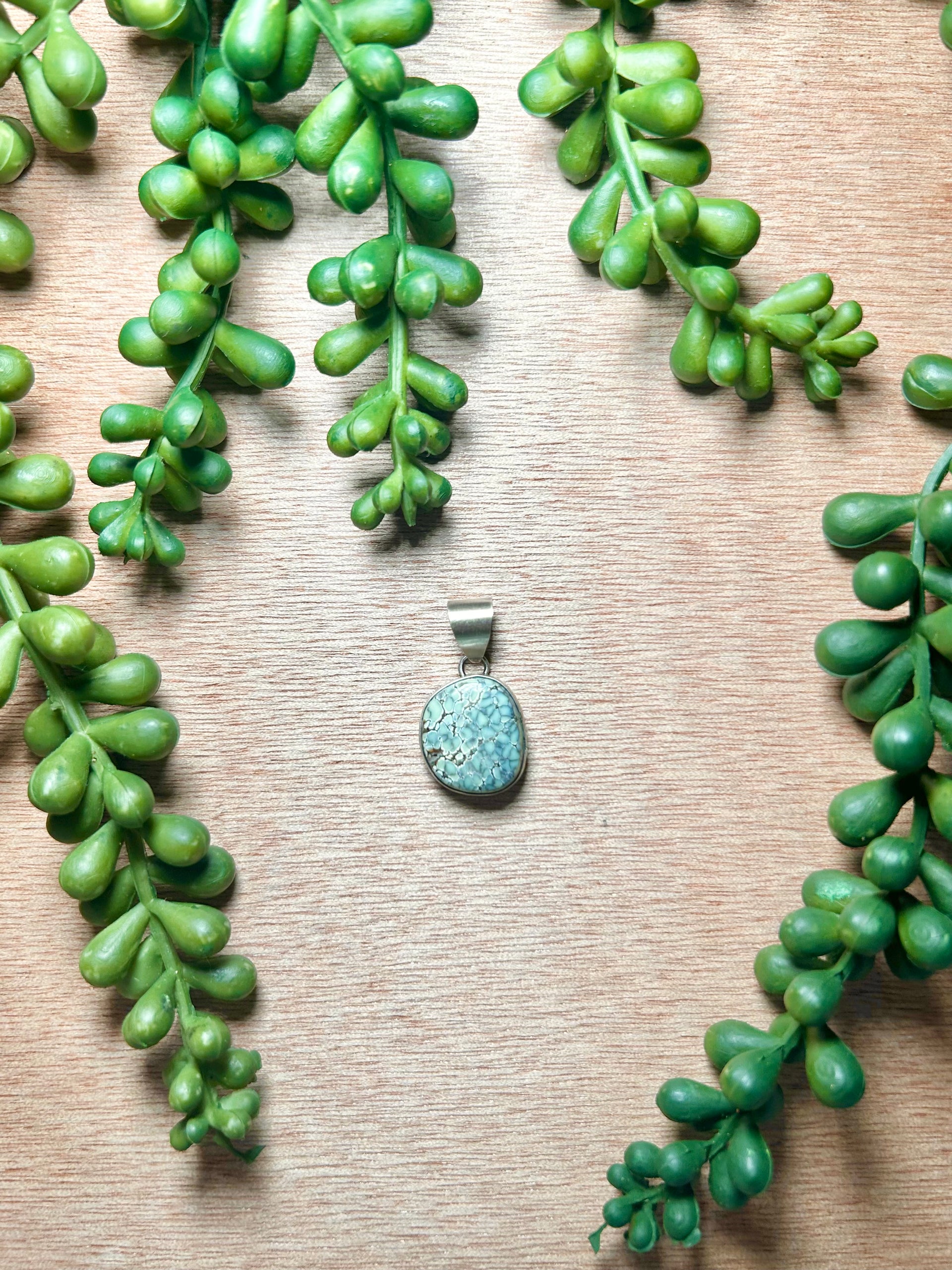 Navajo Made New Lander Variscite & Sterling Silver Pendant