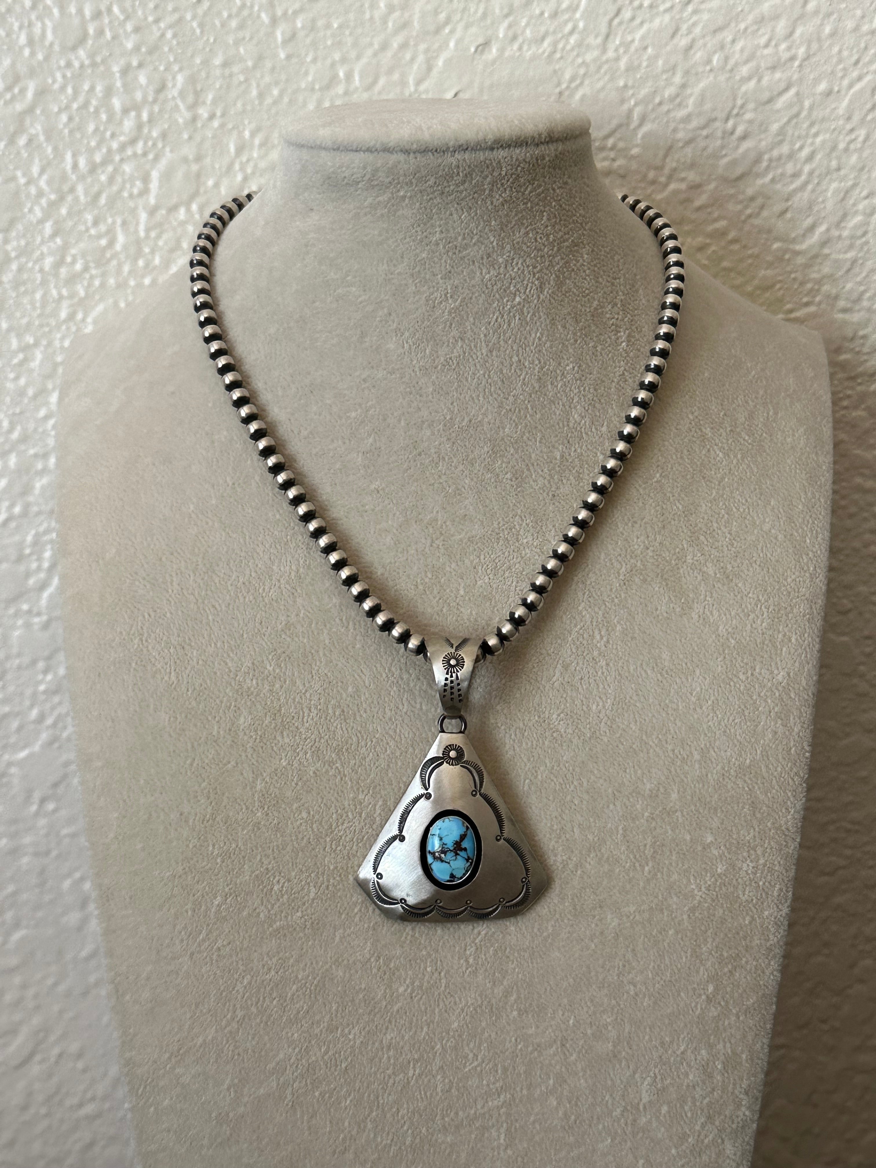 P Begay Golden Hills Turquoise & Sterling Silver Pendant