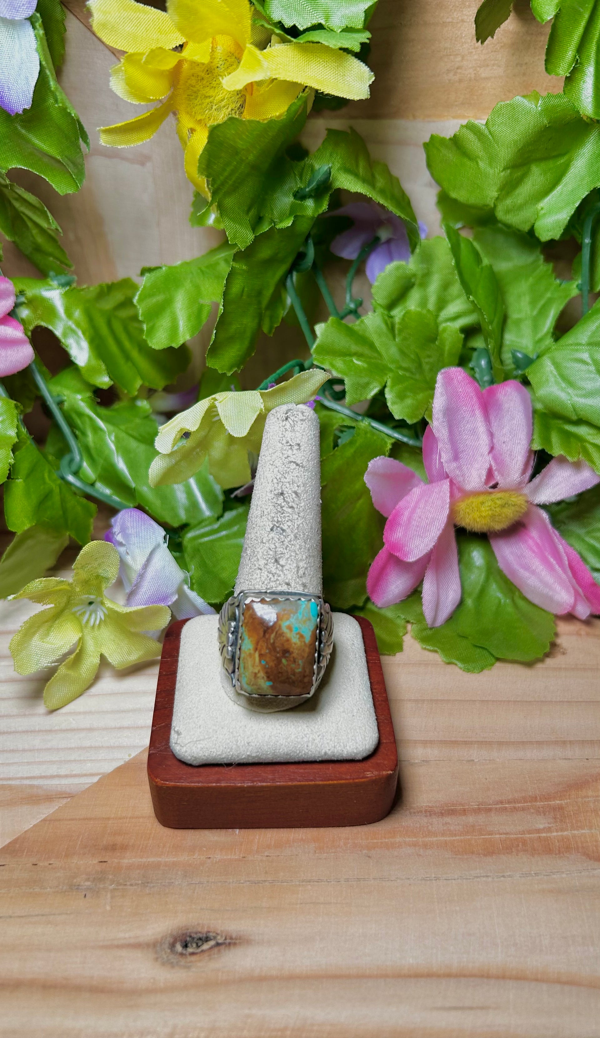 LeRoy James Kingman Turquoise & Sterling Silver Ring Size 12.25