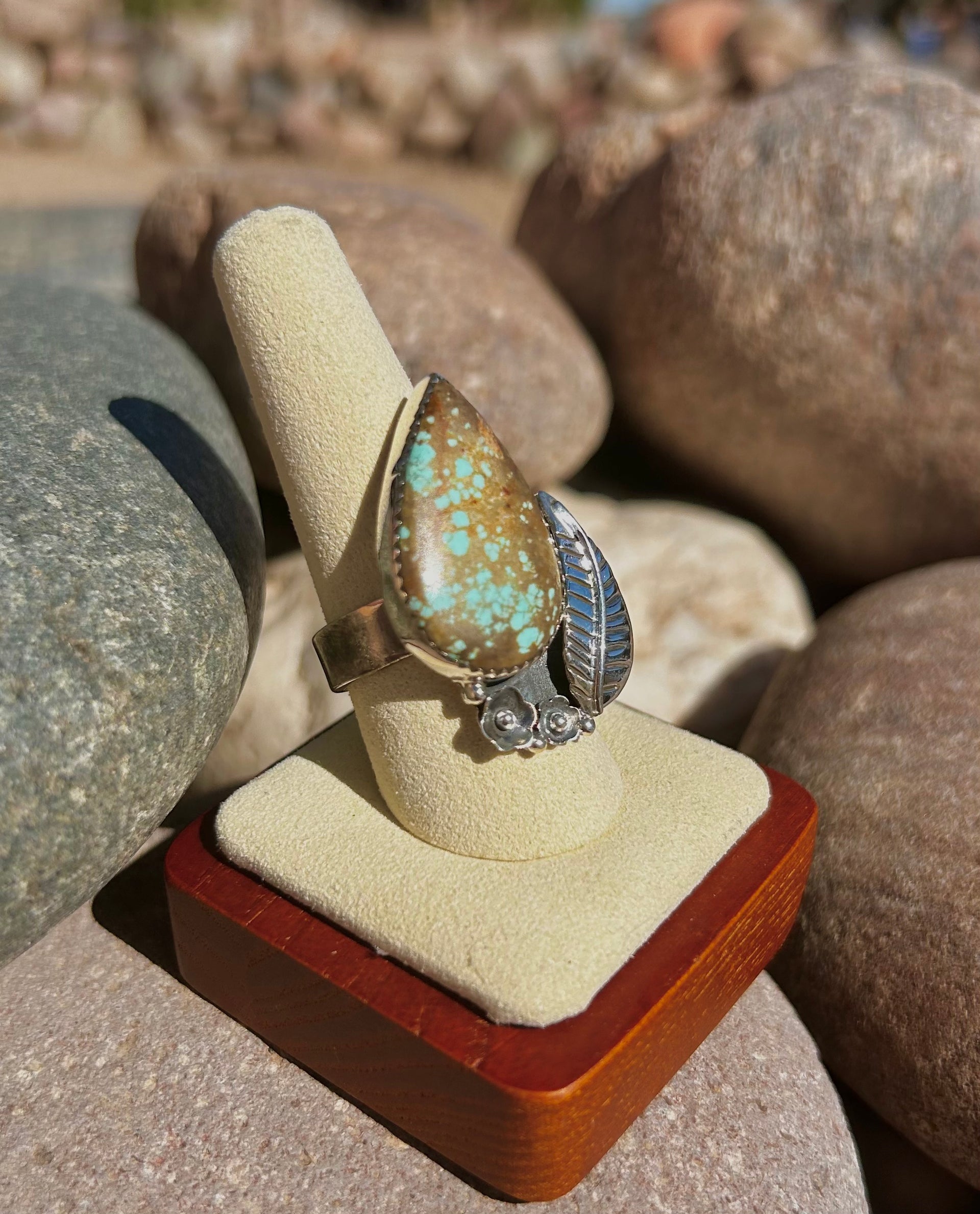 Southwest Number 8 Turquoise & Sterling Silver Ring Size 9