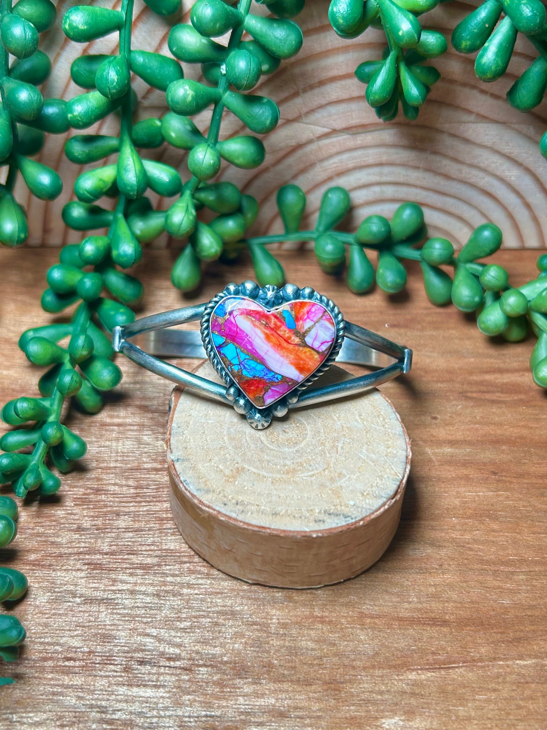 Navajo Made Mohave Turquoise & Sterling Silver Cuff Bracelet