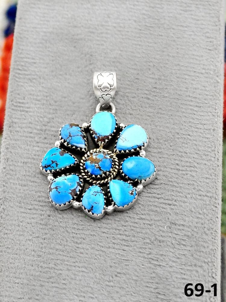 Southwest Handmade Golden Hills Turquoise & Sterling Silver Pendants