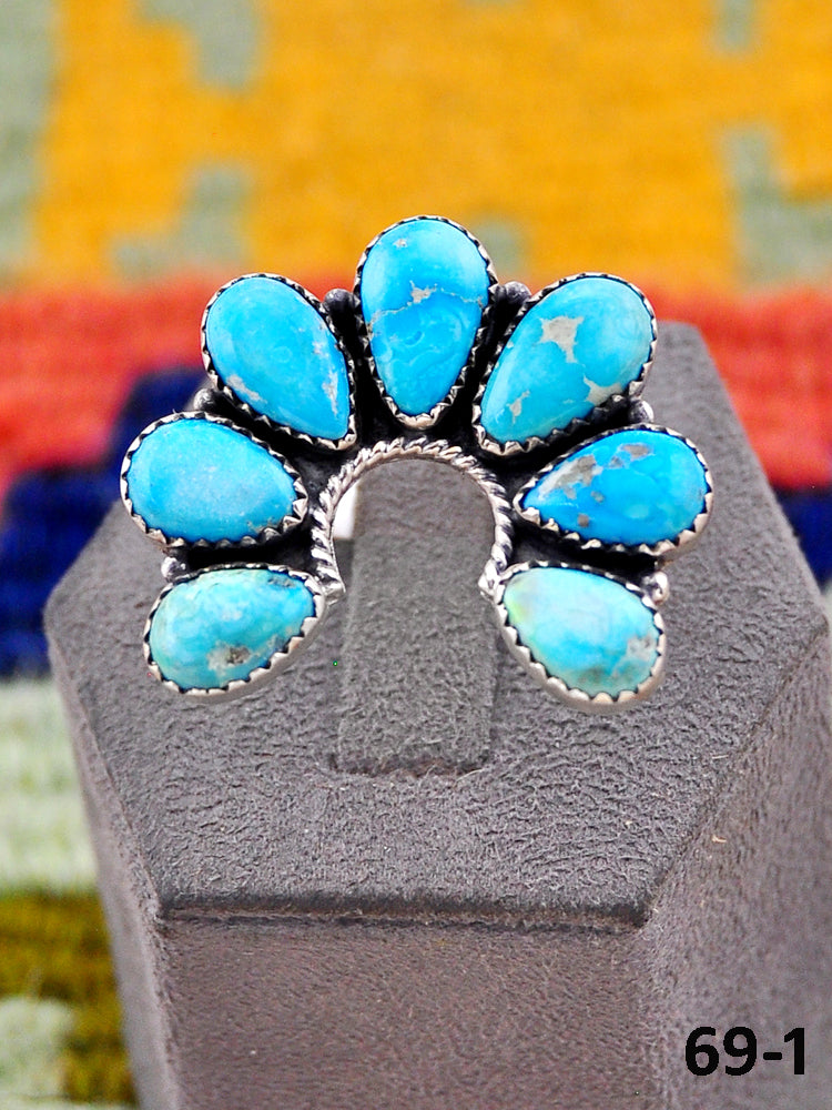 Southwest Handmade Santa Maria Turquoise & Sterling Silver Adjustable Ring