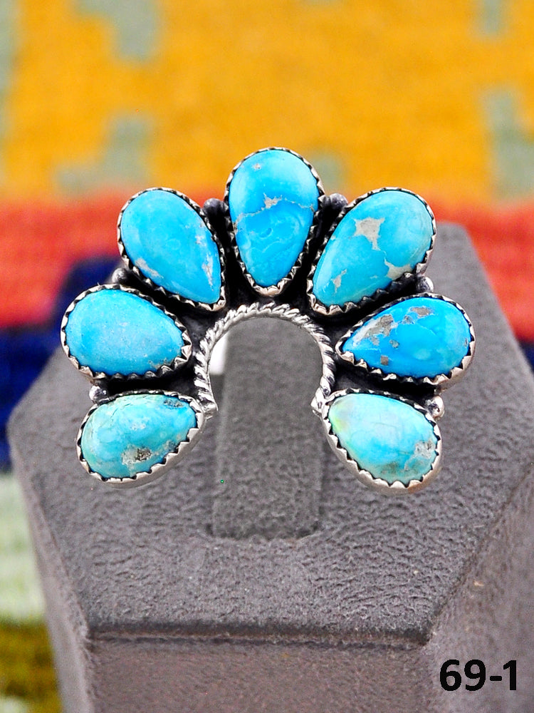 Southwest Handmade Santa Maria Turquoise & Sterling Silver Adjustable Ring