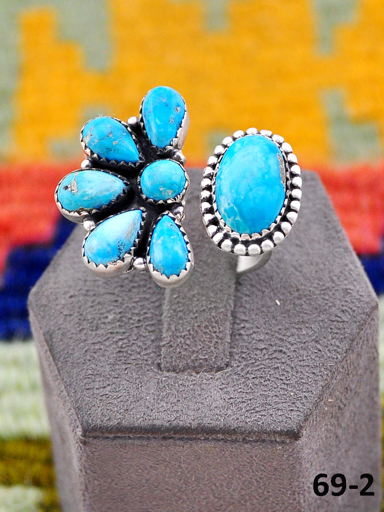 Southwest Handmade Santa Maria Turquoise & Sterling Silver Adjustable Ring