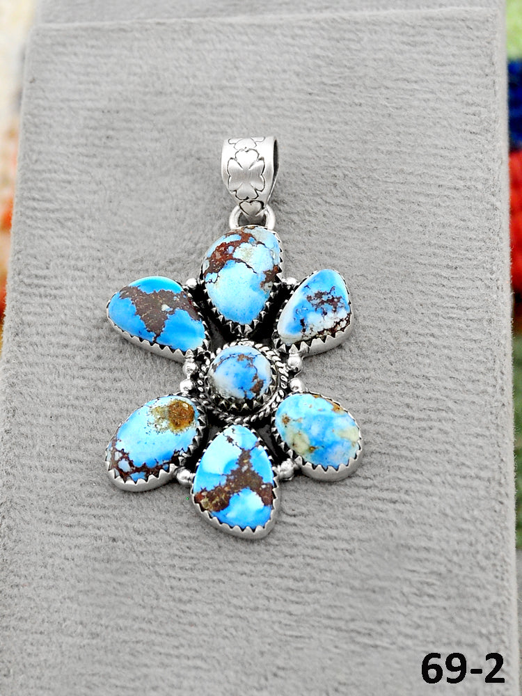 Southwest Handmade Golden Hills Turquoise & Sterling Silver Pendants