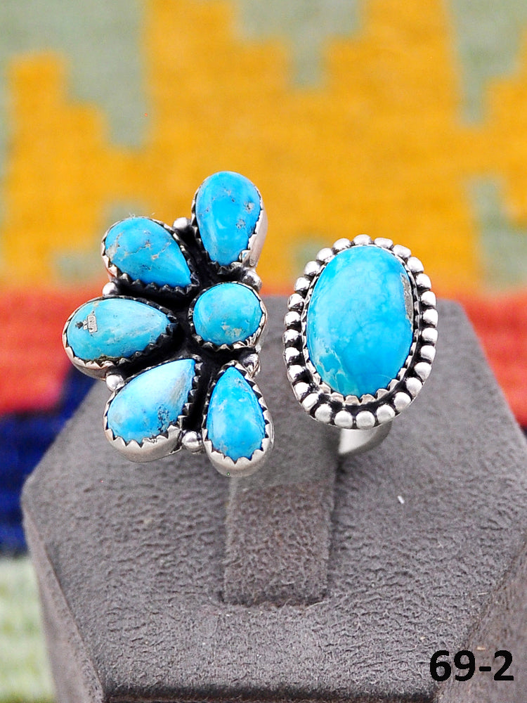 Southwest Handmade Santa Maria Turquoise & Sterling Silver Adjustable Ring