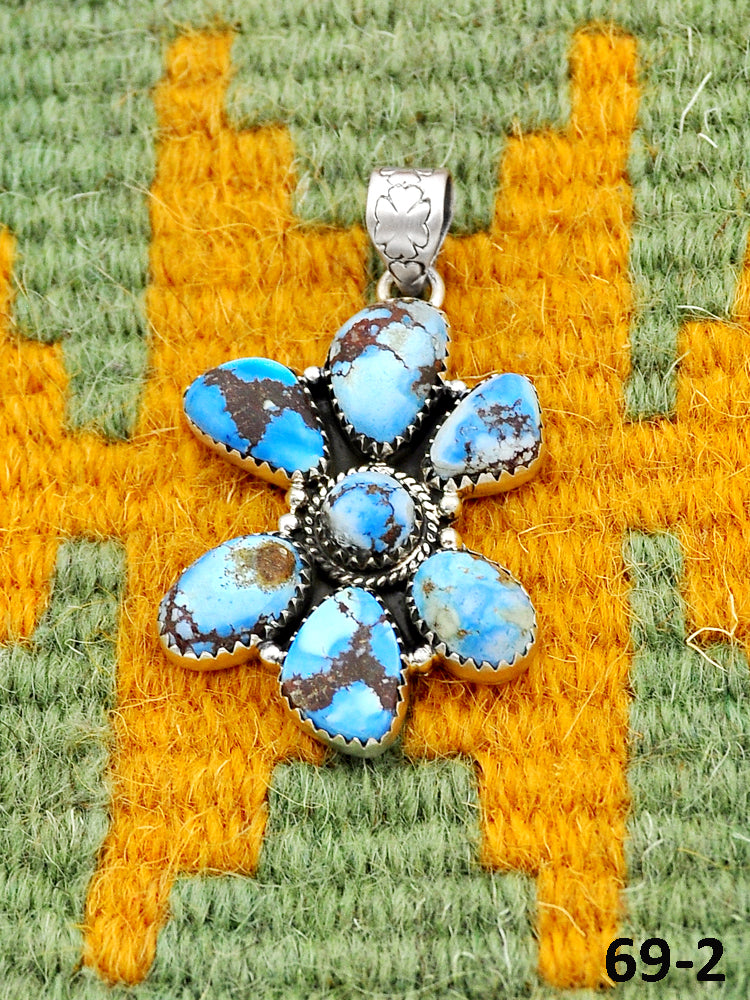 Southwest Handmade Golden Hills Turquoise & Sterling Silver Pendants