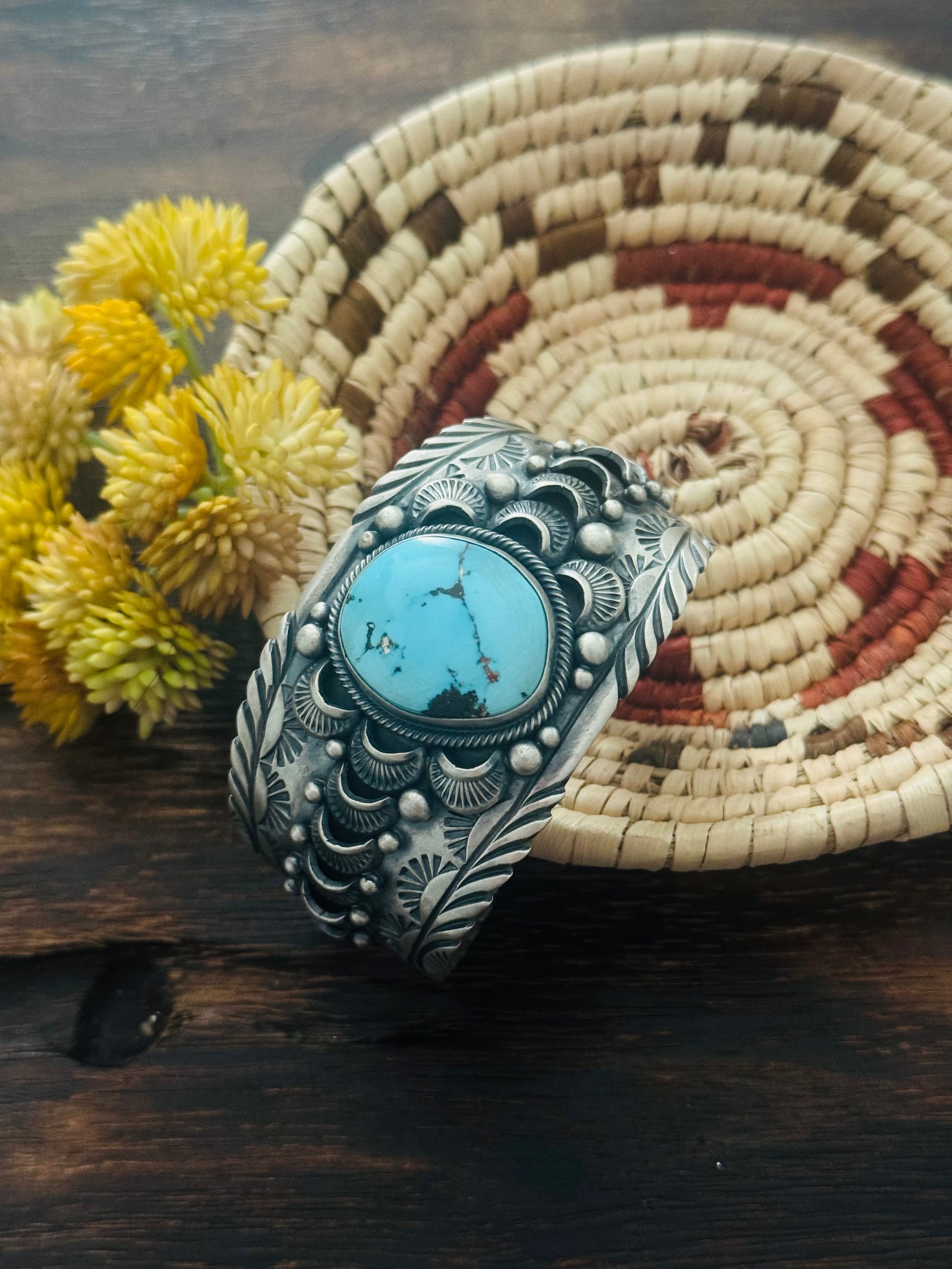 Mark Yazzie Blue Ridge Turquoise & Sterling Silver Cuff Bracelet