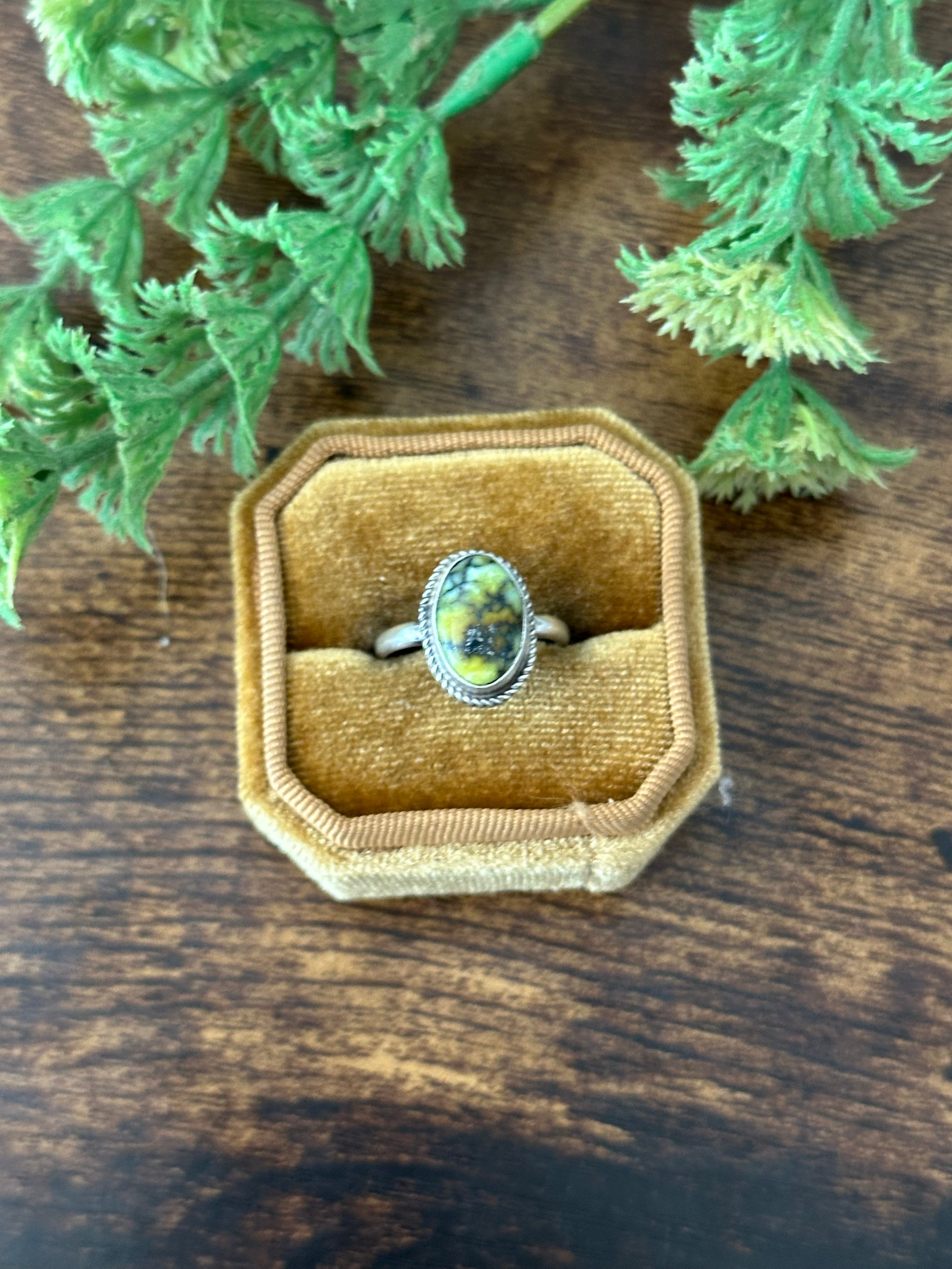 Navajo Handmade Palomino Variscite & Sterling Silver Rings