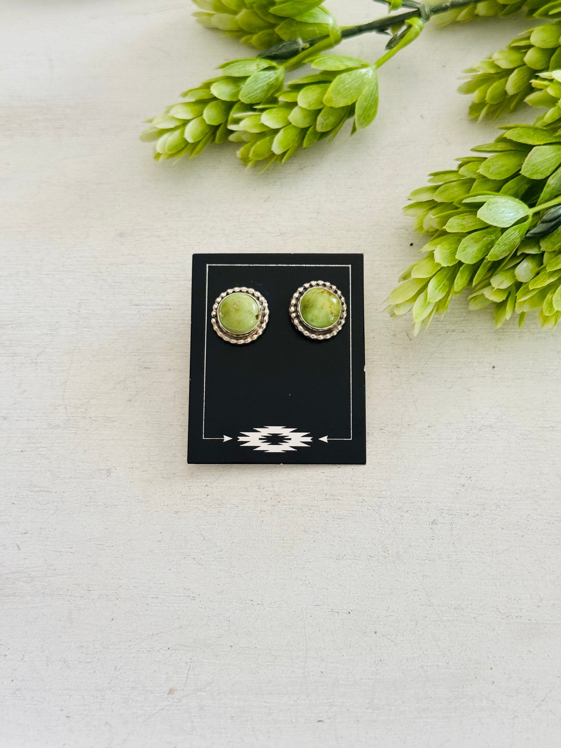 Navajo Made Sonoran Mountain Turquoise & Sterling Silver Post Earrings