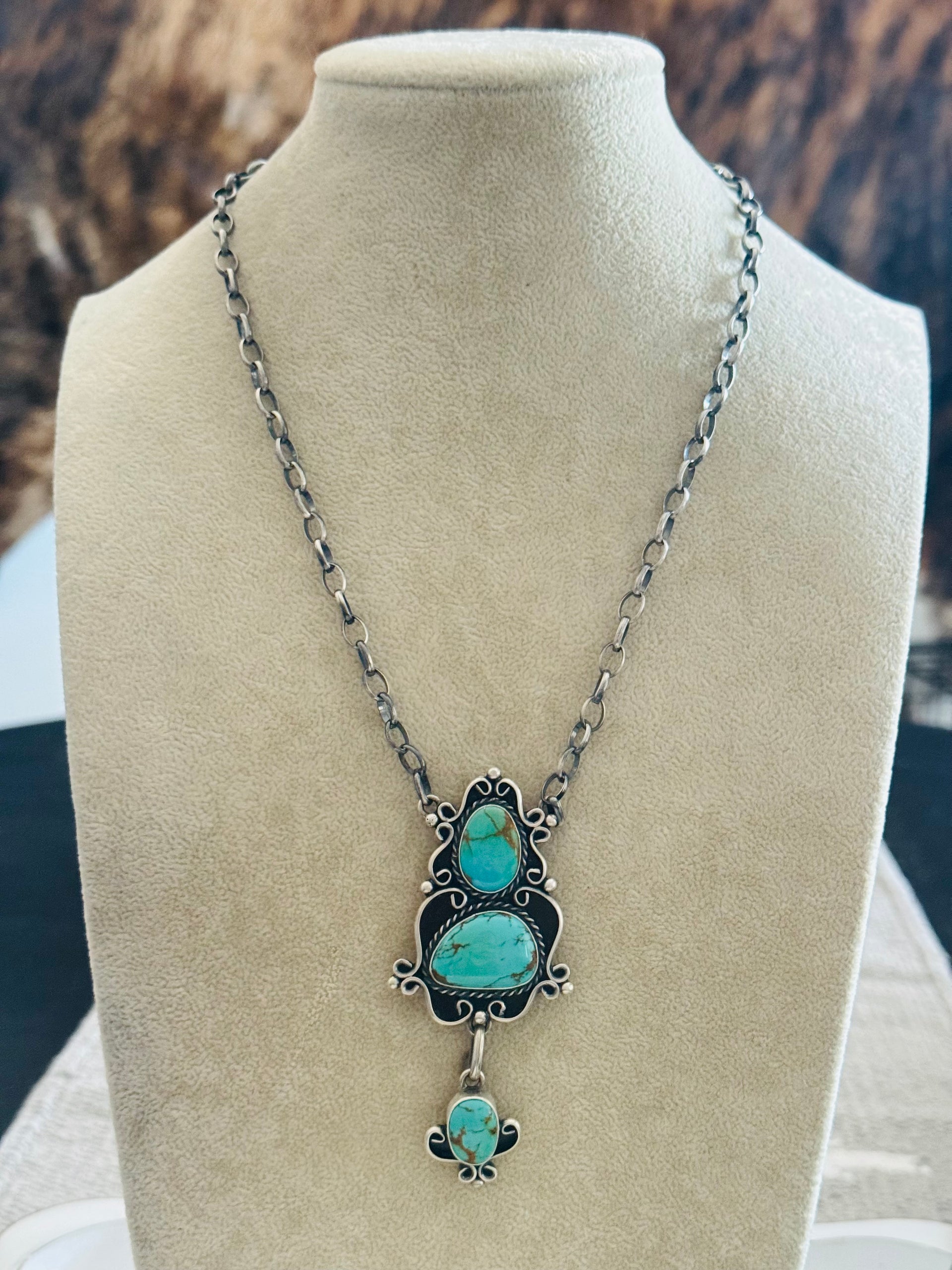 Larry Kaye Kingman Turquoise & Sterling Silver Necklace