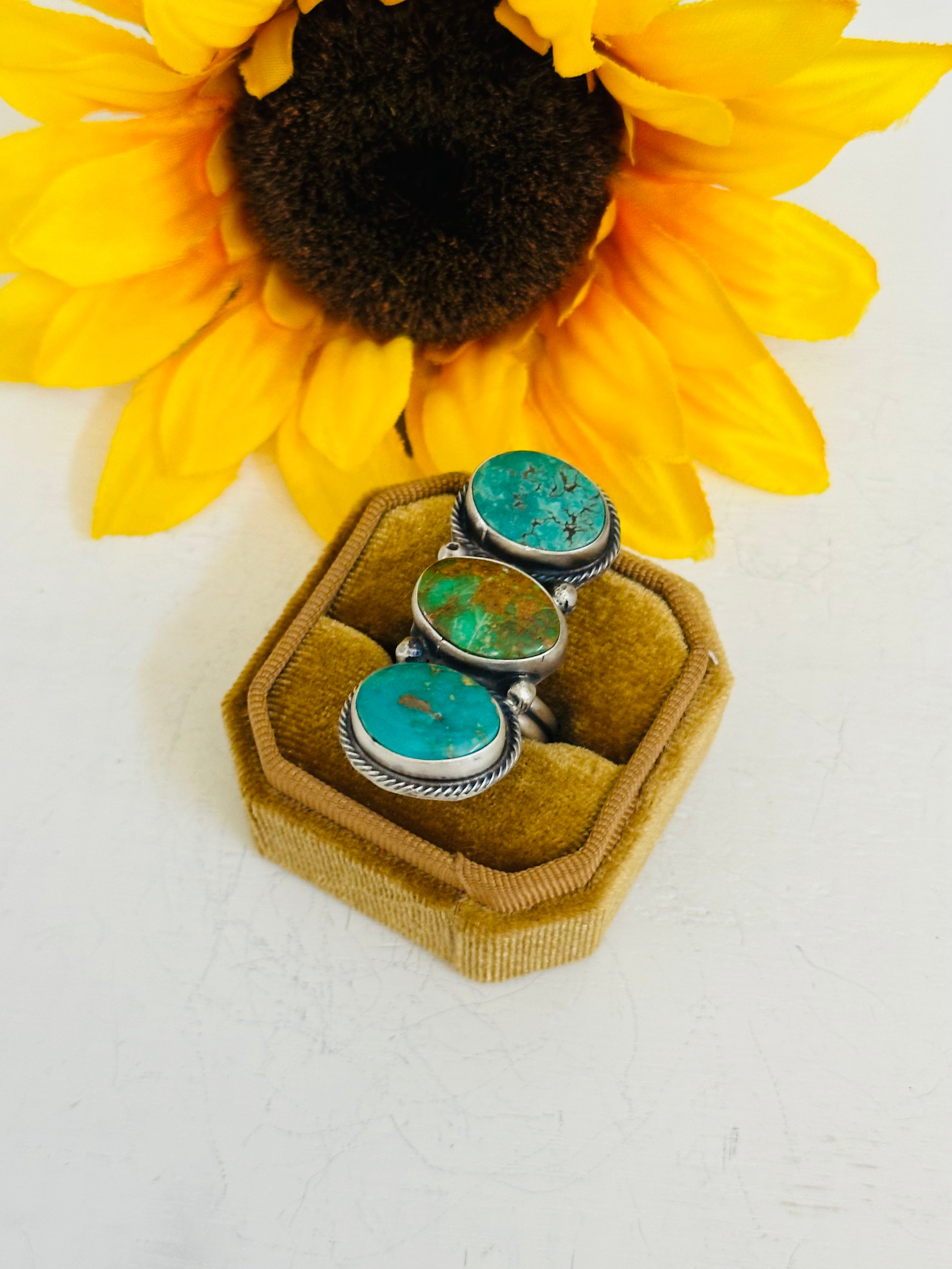 Navajo Made Royston Turquoise & Sterling Silver Adjustable Ring