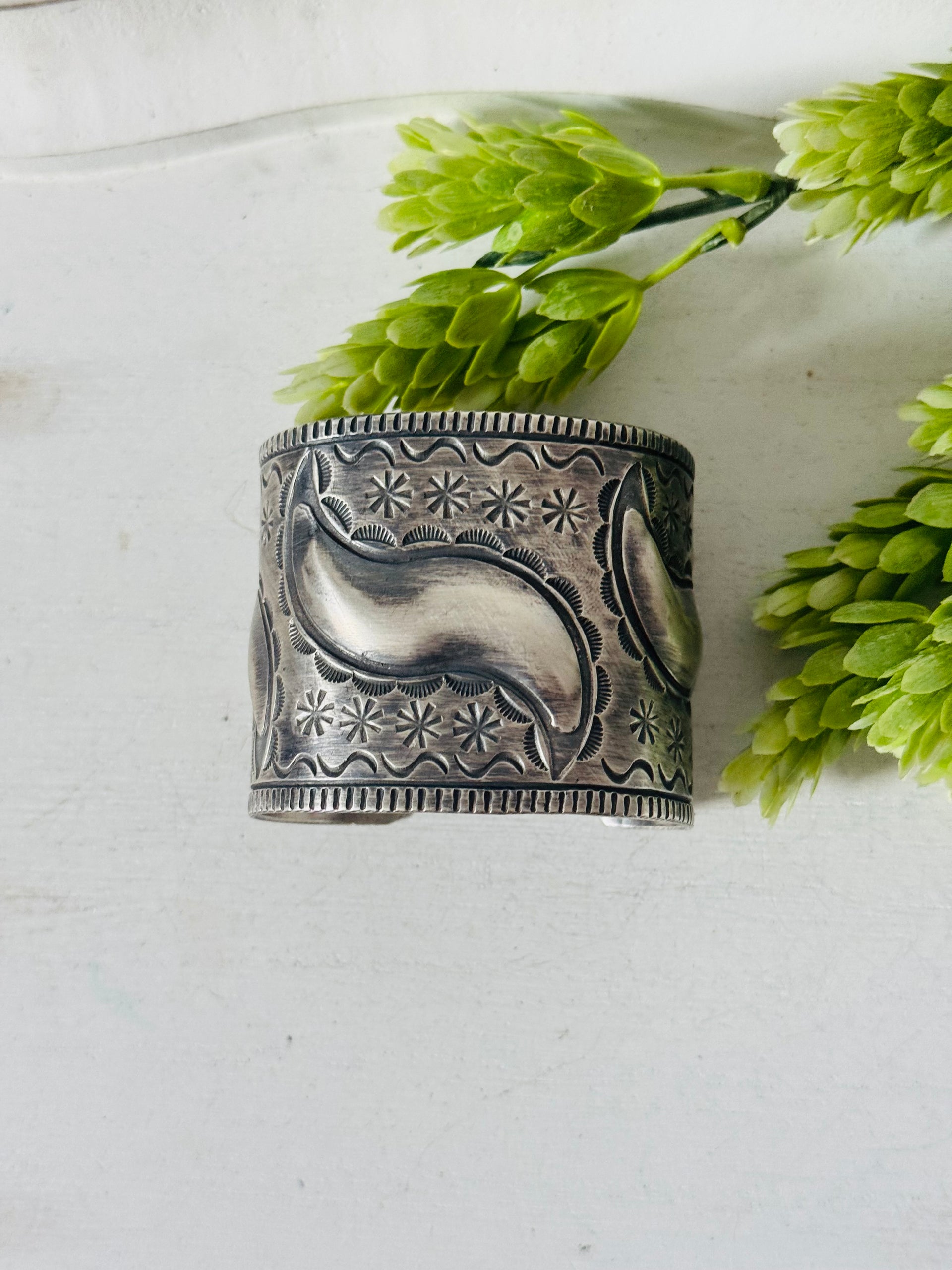 Stanford Yazzie Sterling Silver Cross Cuff Bracelet