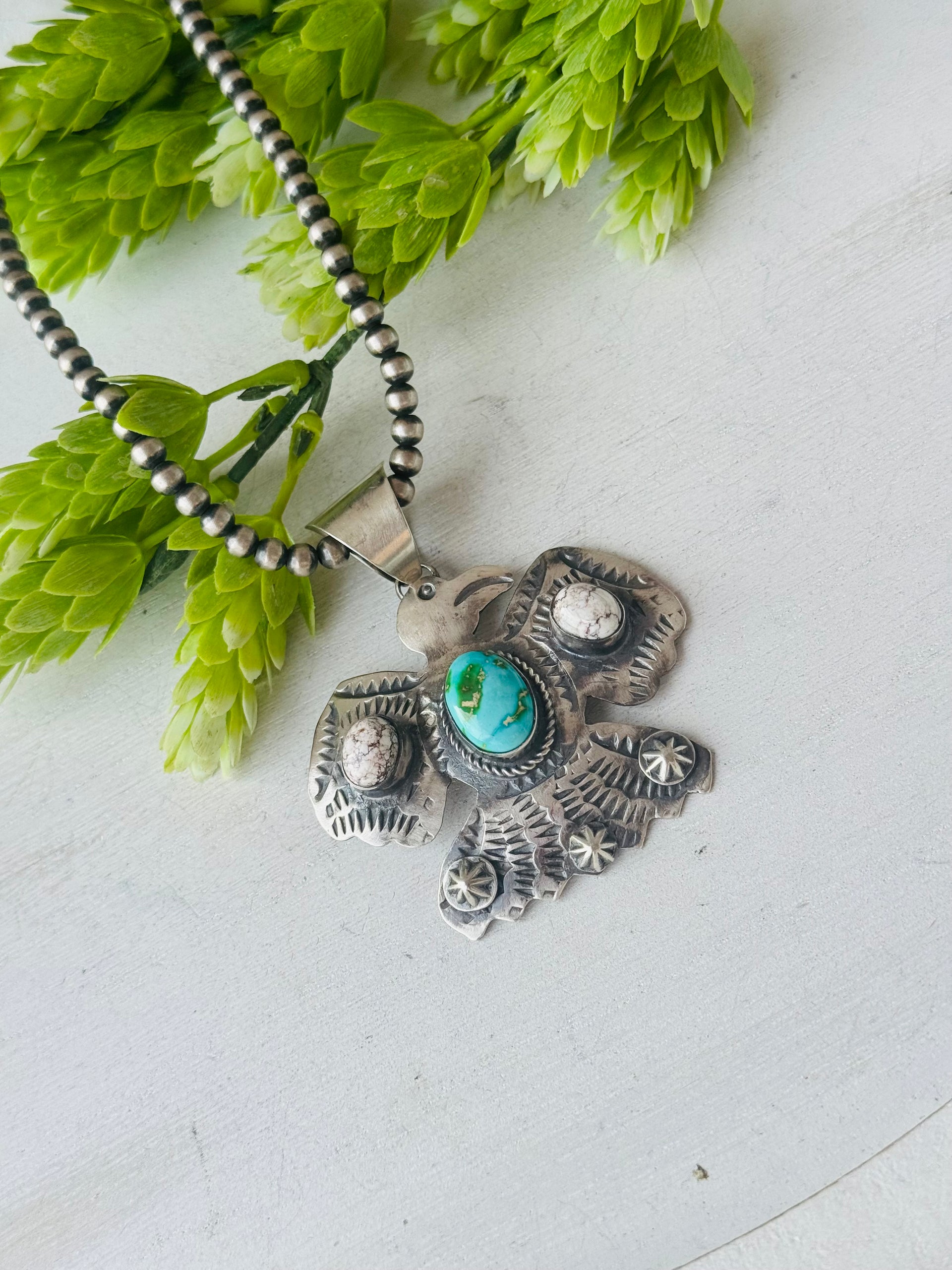 Chimney Butte Multi Stone & Sterling Silver Thunderbird Pendant