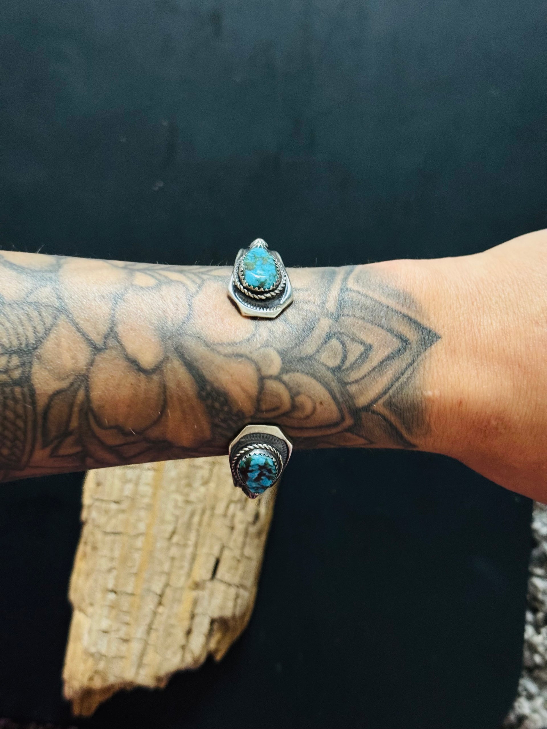 Navajo Made Kingman Turquoise & Sterling Silver Cuff Bracelet