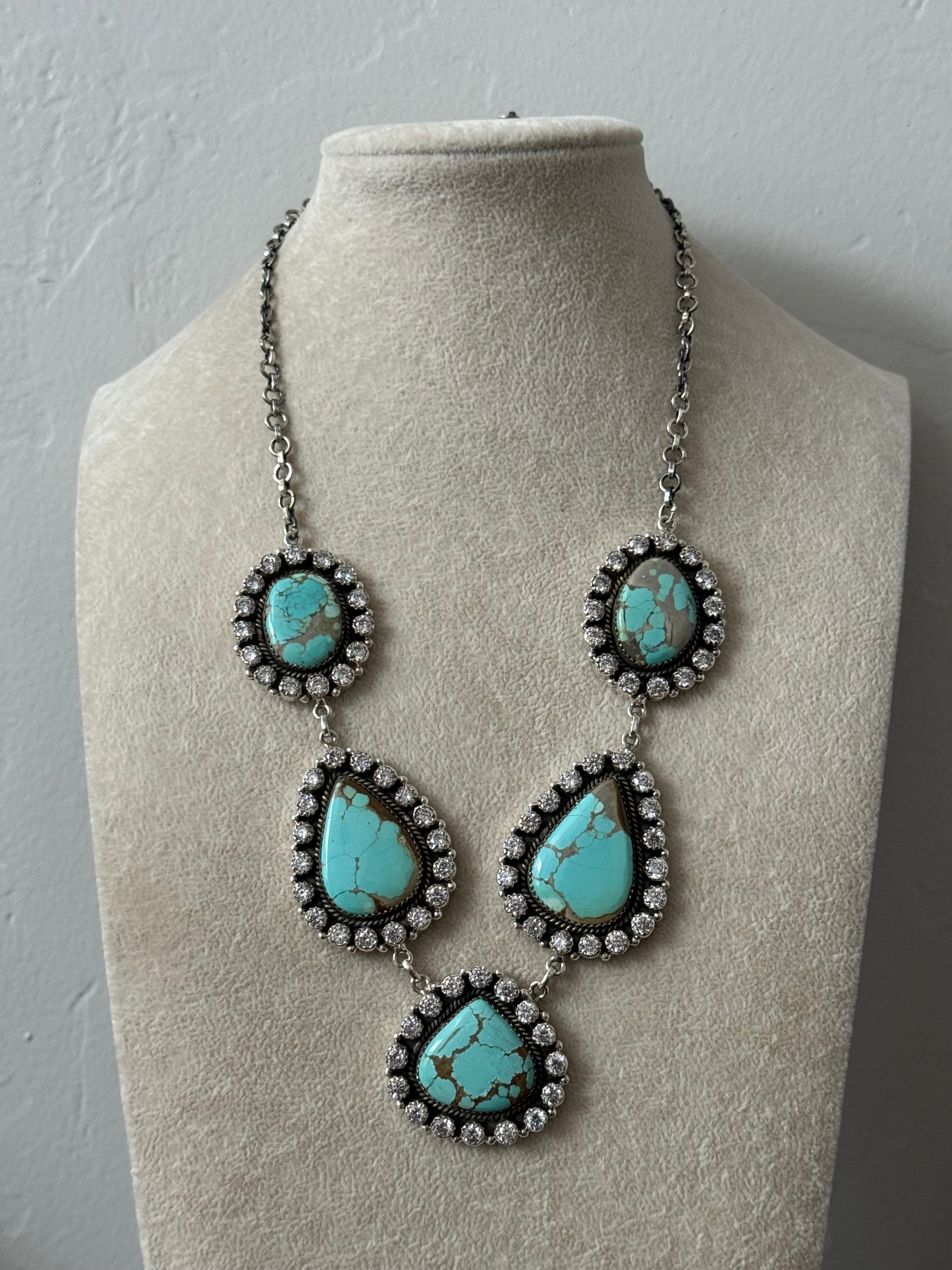 Southwest Handmade Multi Stone & Sterling Silver Cluster Necklace