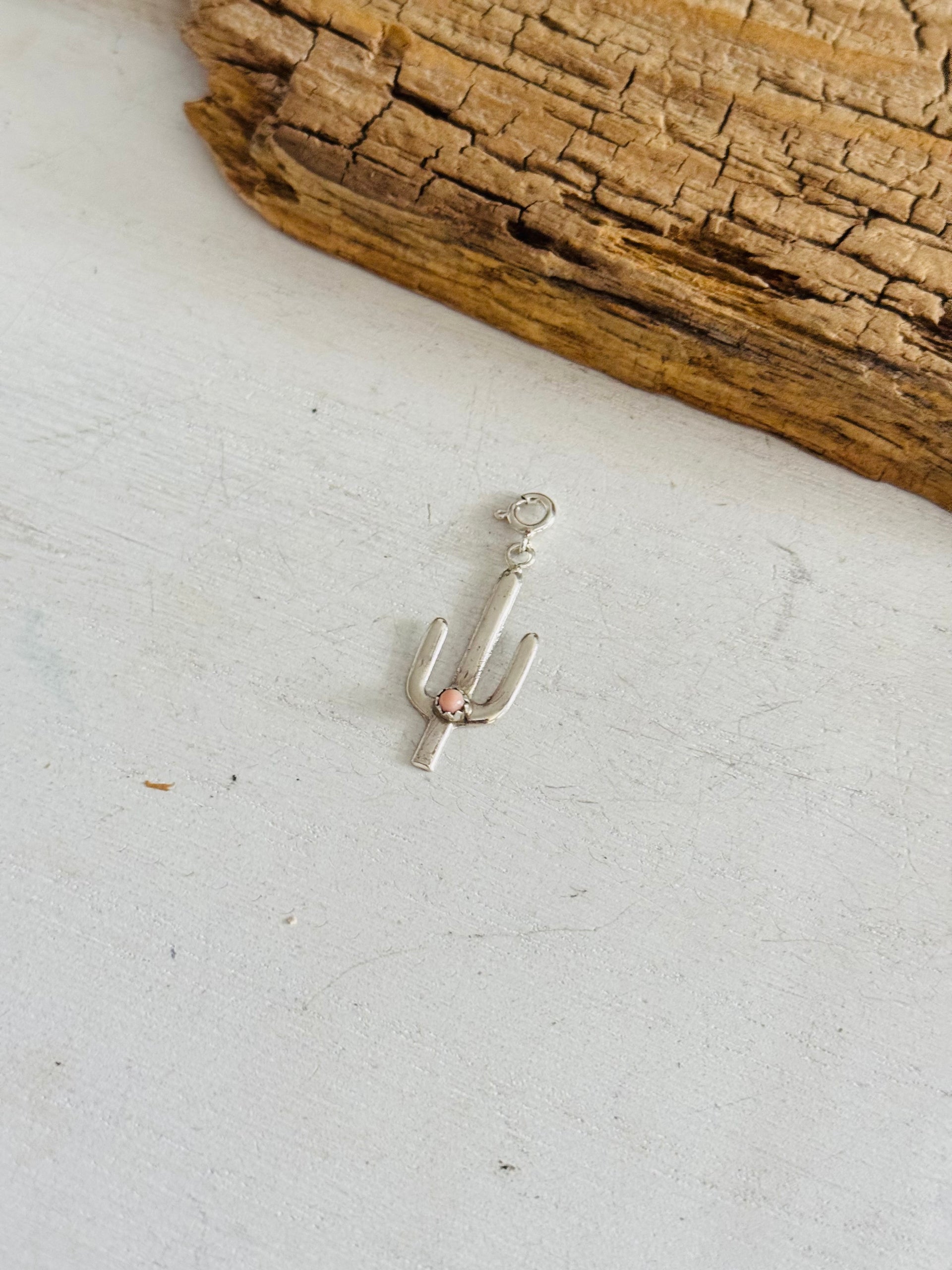 Navajo Made Pink Conch Sterling Silver Saguaro Cast Charms