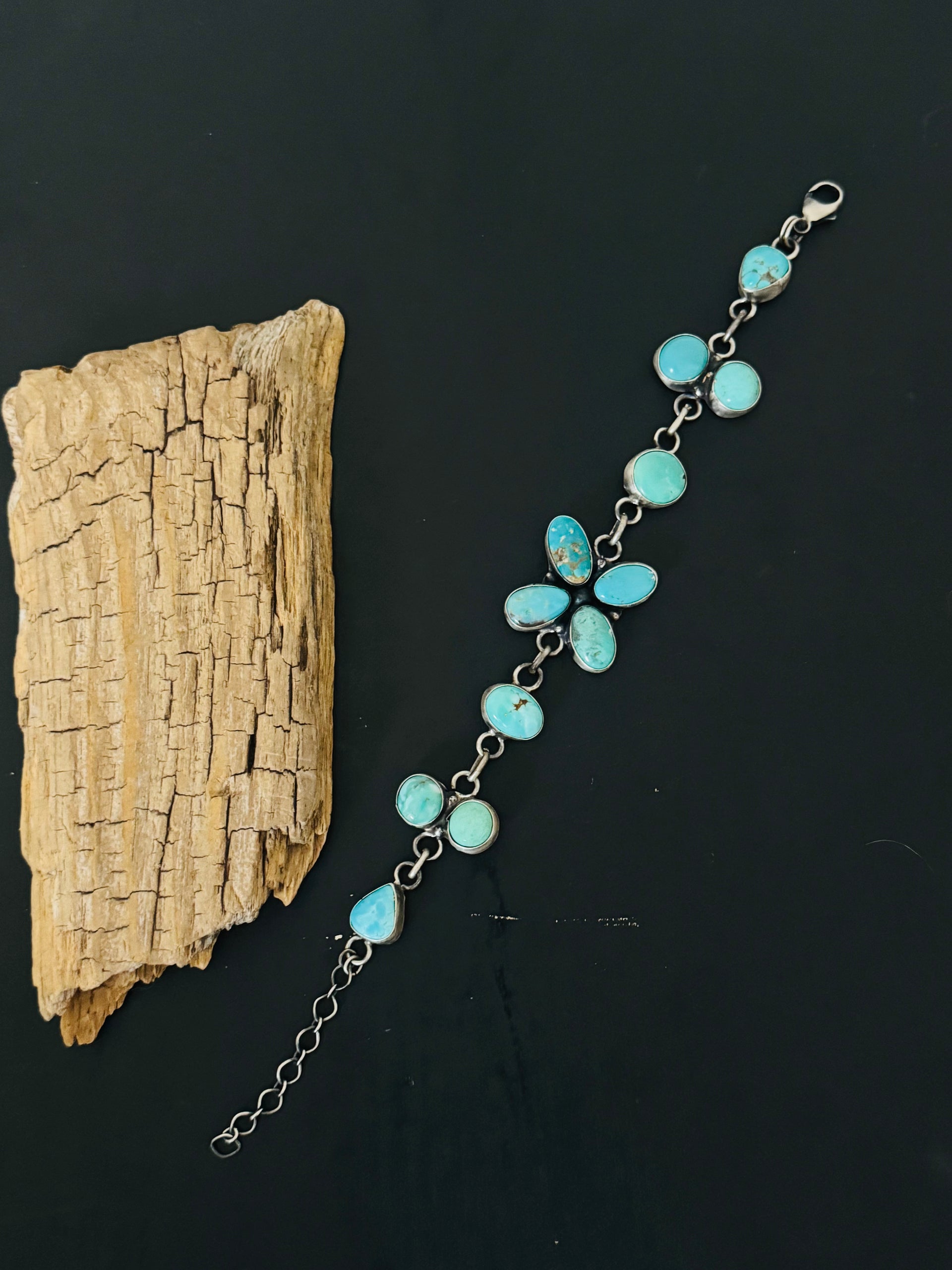 Ella Peters Mixed Turquoise & Sterling Silver Link Bracelet