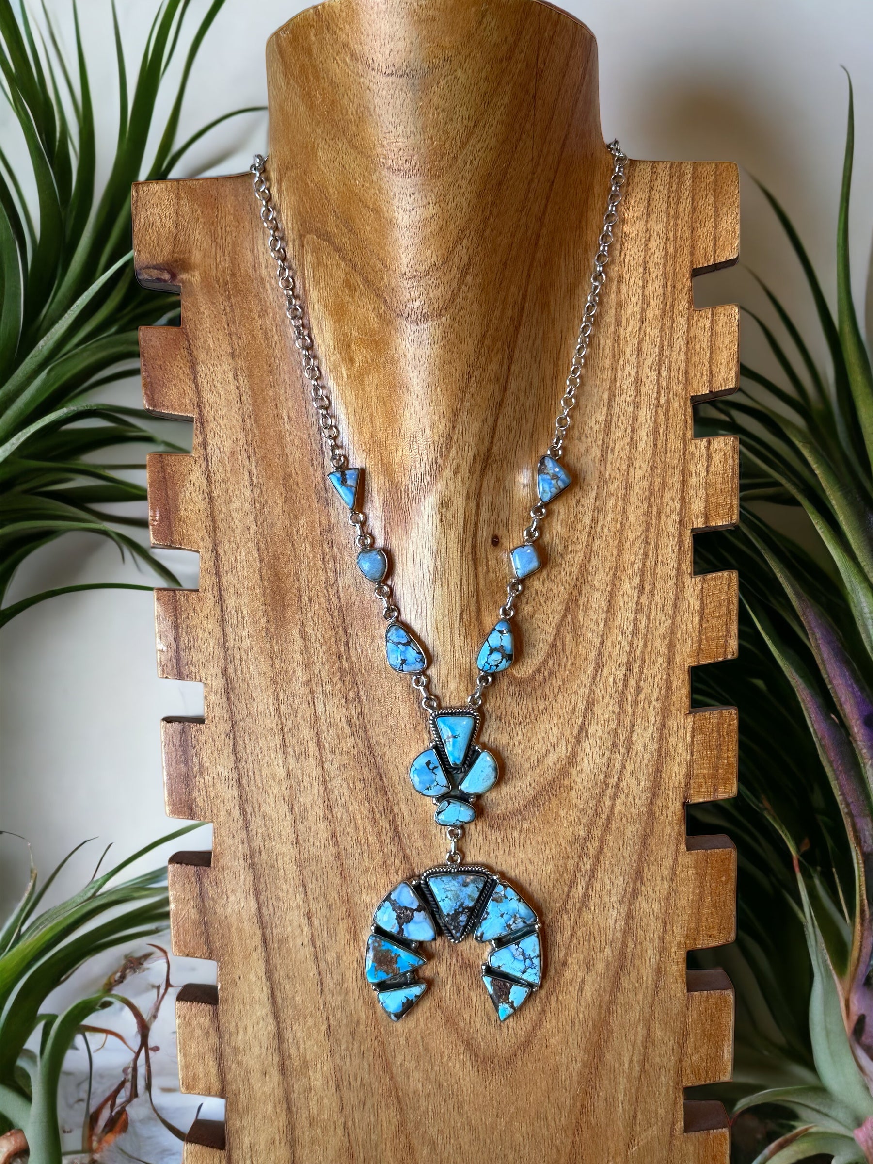 Southwest Handmade Golden Hills Turquoise & Sterling Silver Necklace