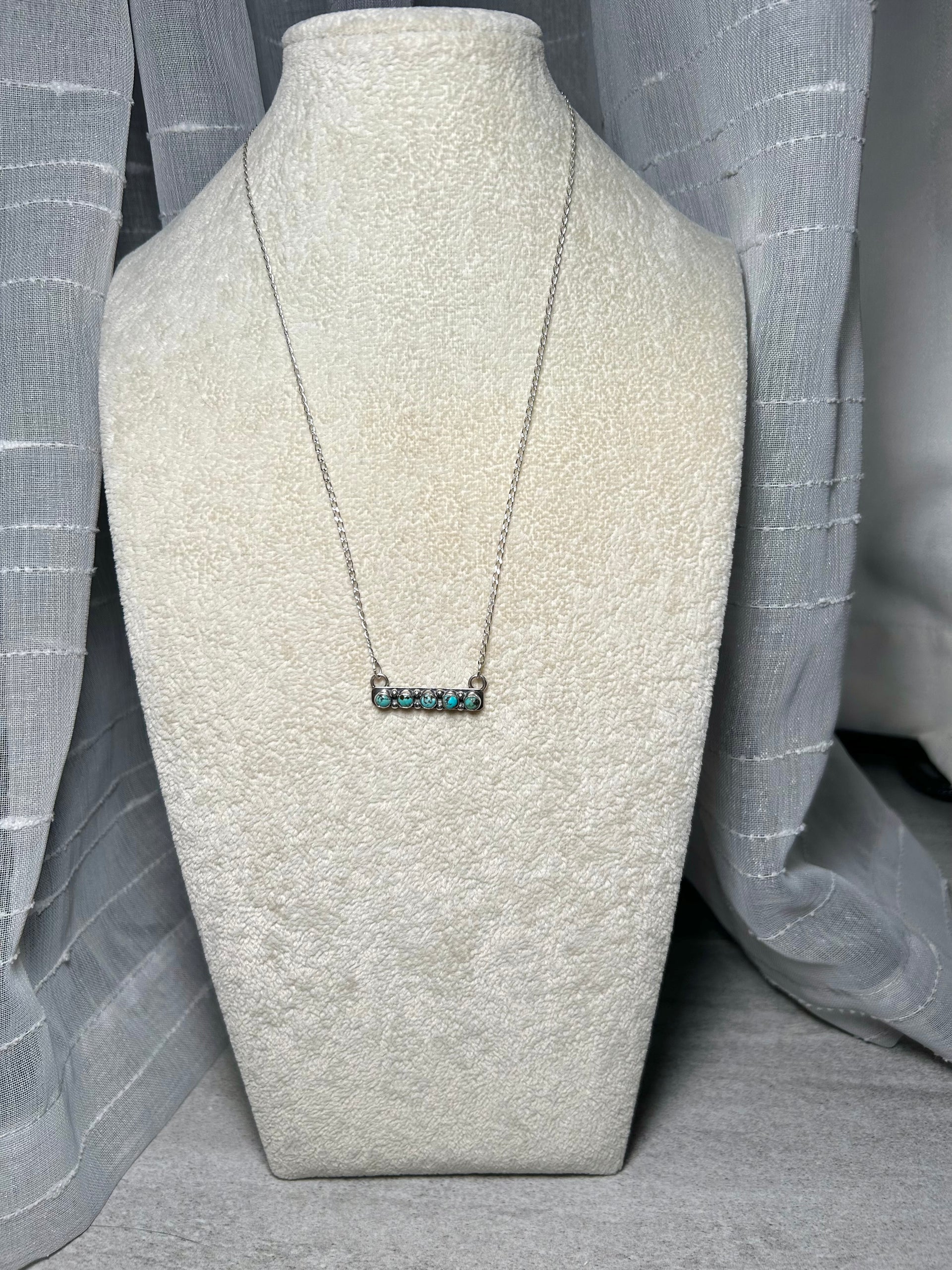 Navajo Made Kingman Turquoise & Sterling Silver Necklace