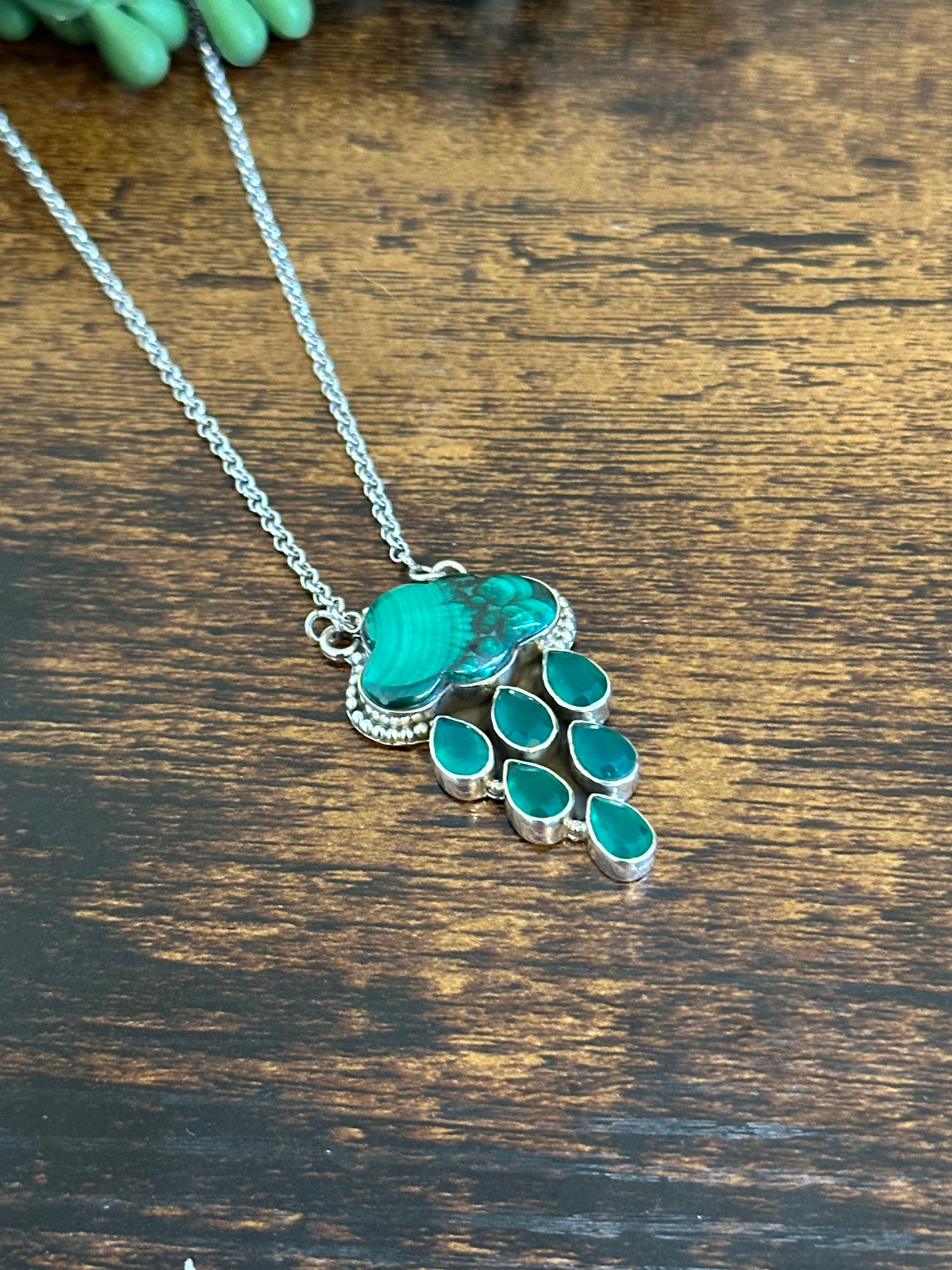 Southwest Handmade Multi Stone & Sterling Silver Rain Cloud Necklace