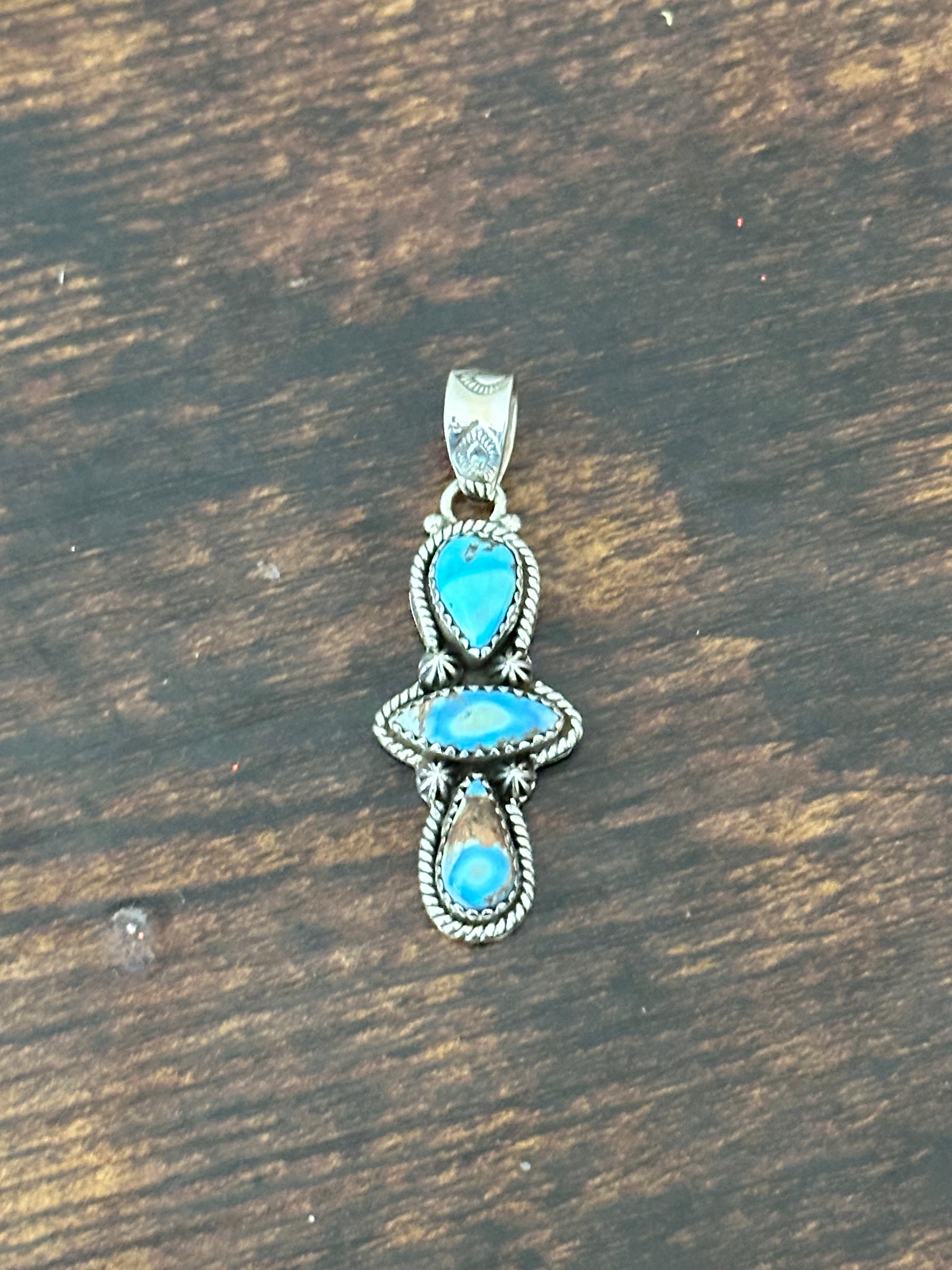 Southwest Handmade Golden Hills Turquoise & Sterling Silver Pendant