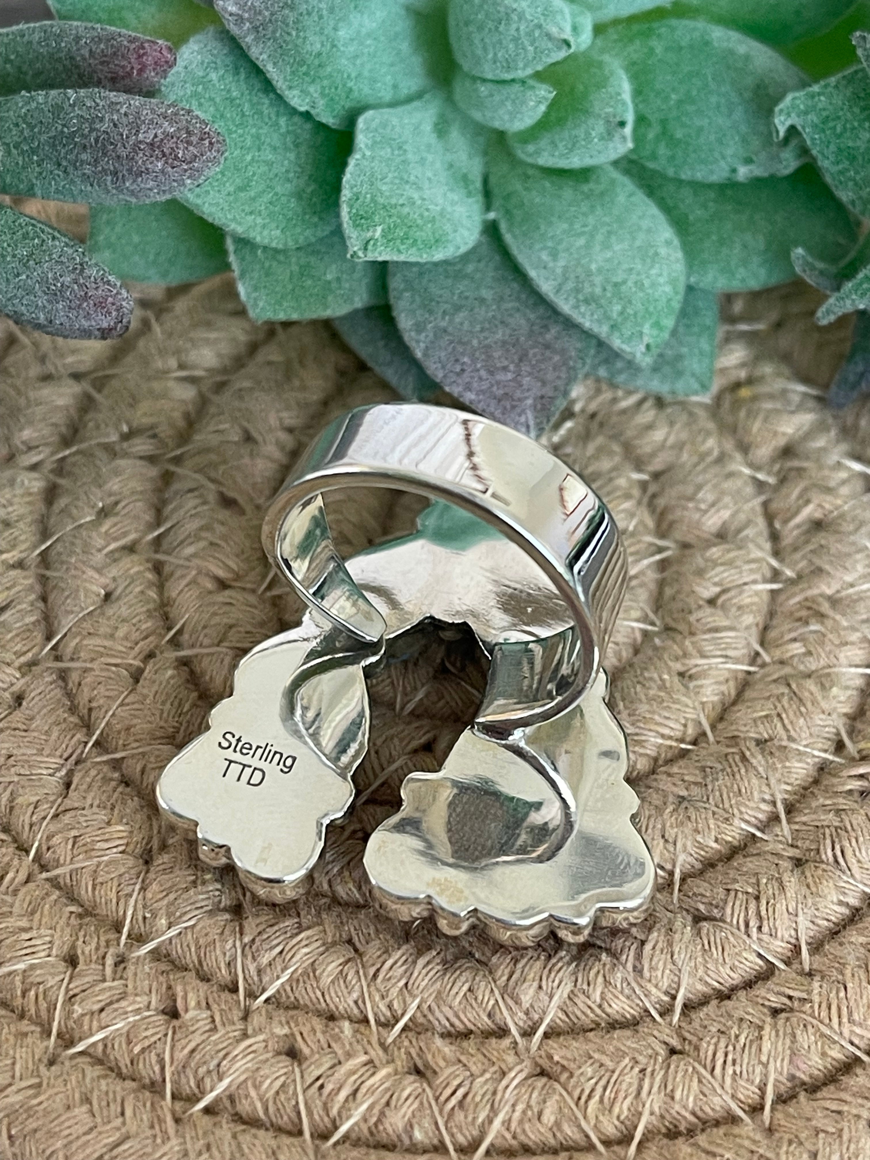 Southwest Handmade Multi Stone & Sterling Silver Adjustable Ring